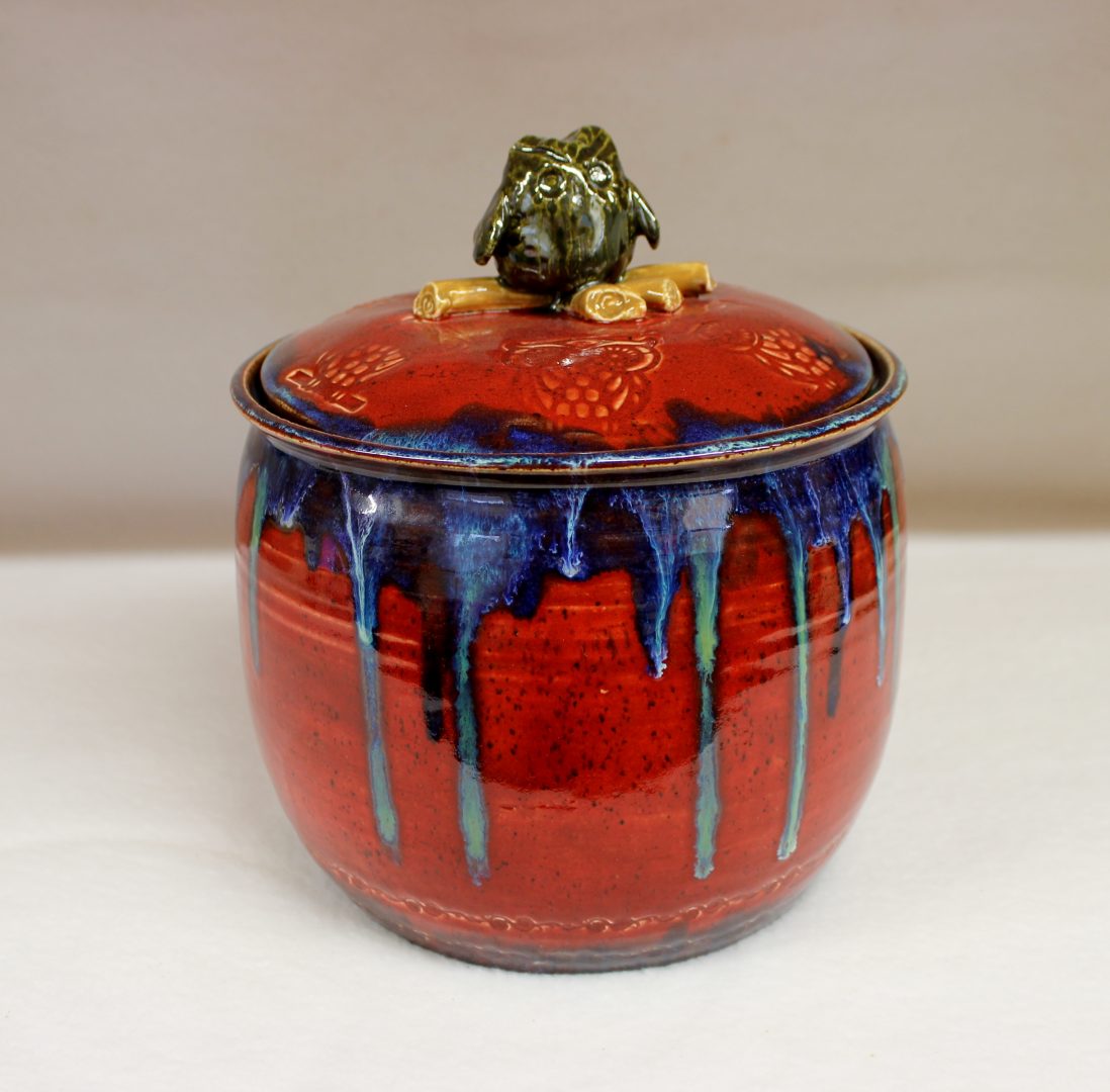 Extra Large Owl Cookie Jar in Elemental Wild Red Fire Glazes | Wild ...