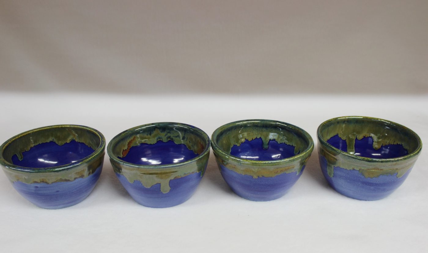 Four Cobalt Blue Stoneware Art Bowls | Wild Crow Farm