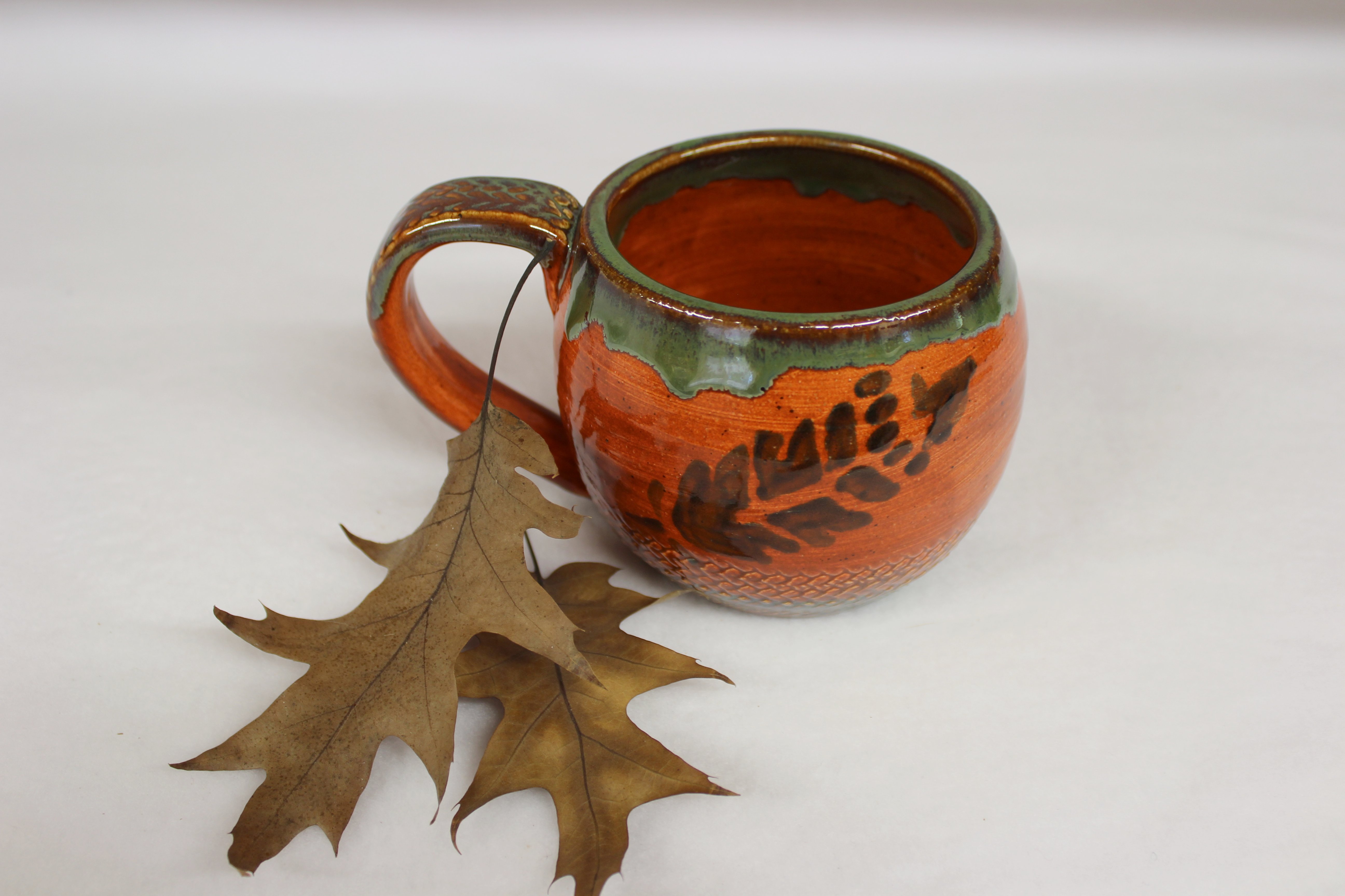 Bright Copper Feather Coffee Mug with Iridescent Green ...