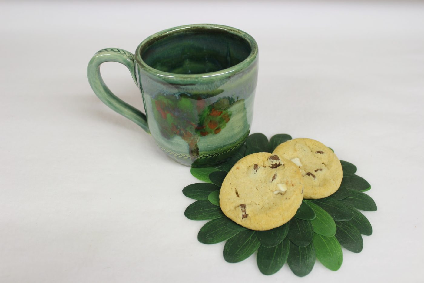 Soft Green Rain Apple Tree Mug, Handmade Stoneware Coffee Mug - Image 2