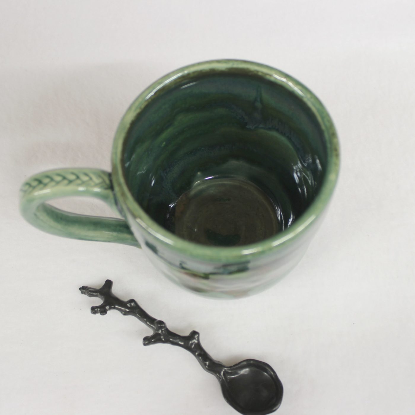 Soft Green Rain Apple Tree Mug, Handmade Stoneware Coffee Mug - Image 4