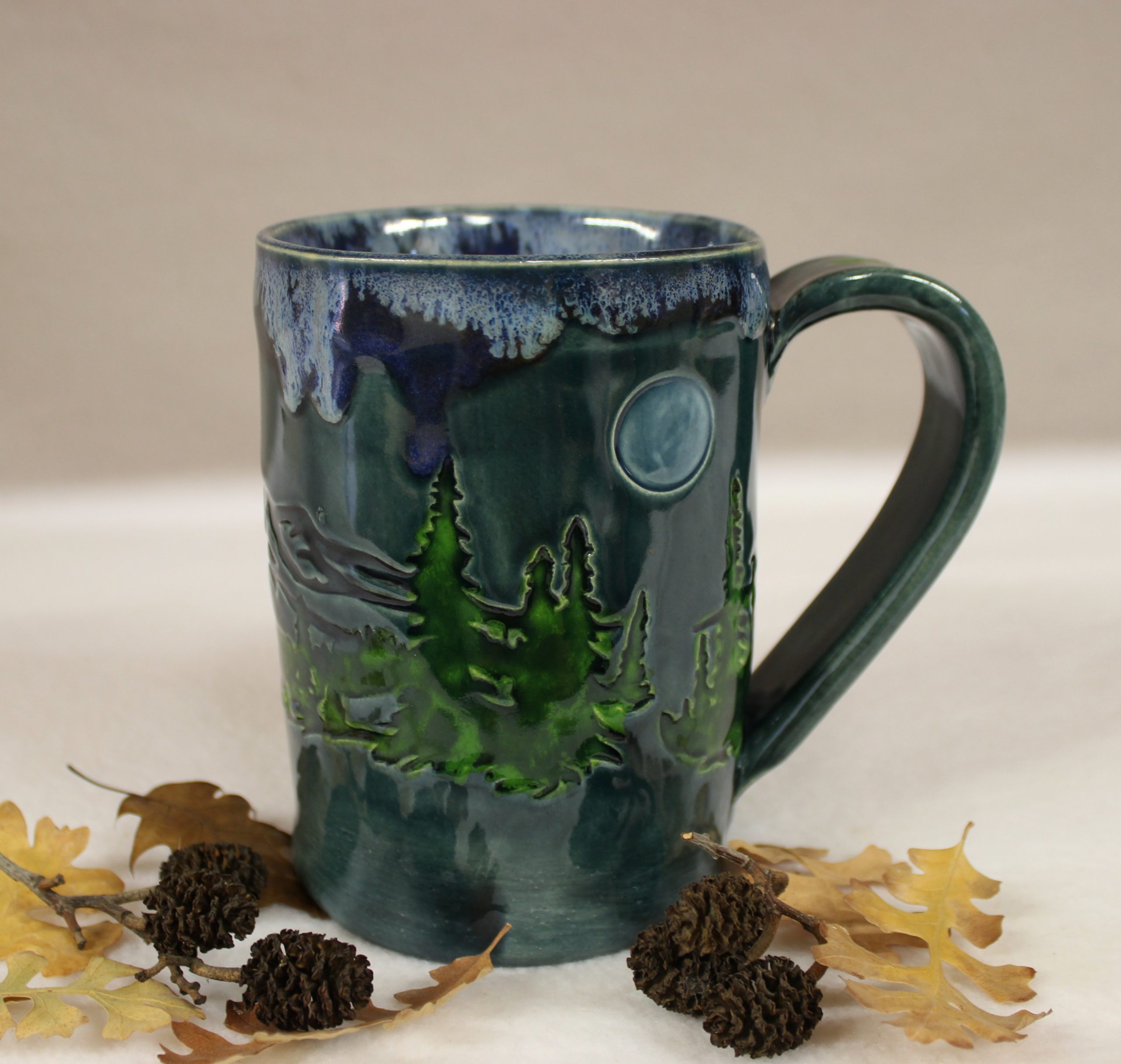 Porcelain Forest Travel Mug Iron Glazed Forest Scene Togo Mug