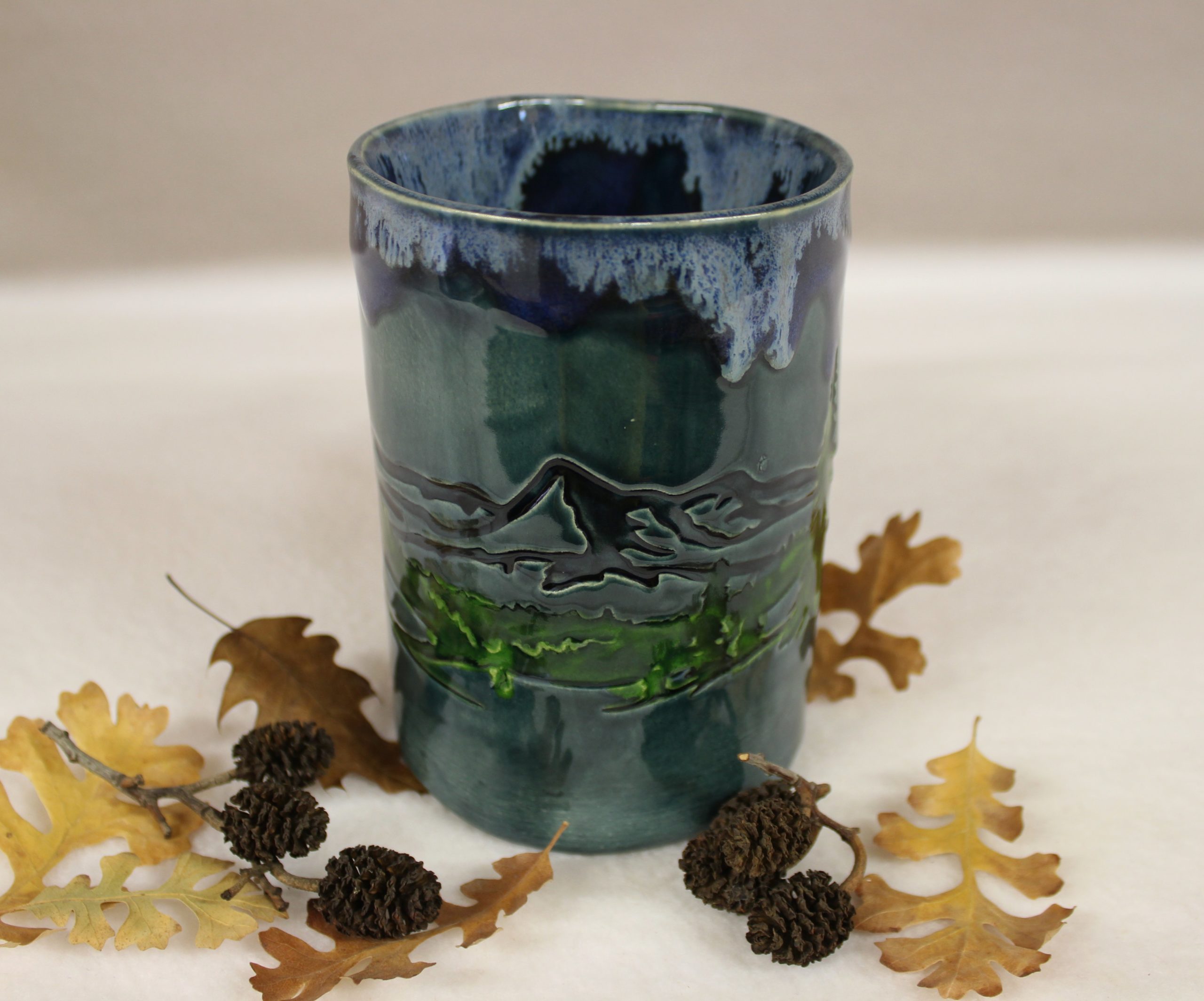 Porcelain Forest Travel Mug Iron Glazed Forest Scene Togo Mug