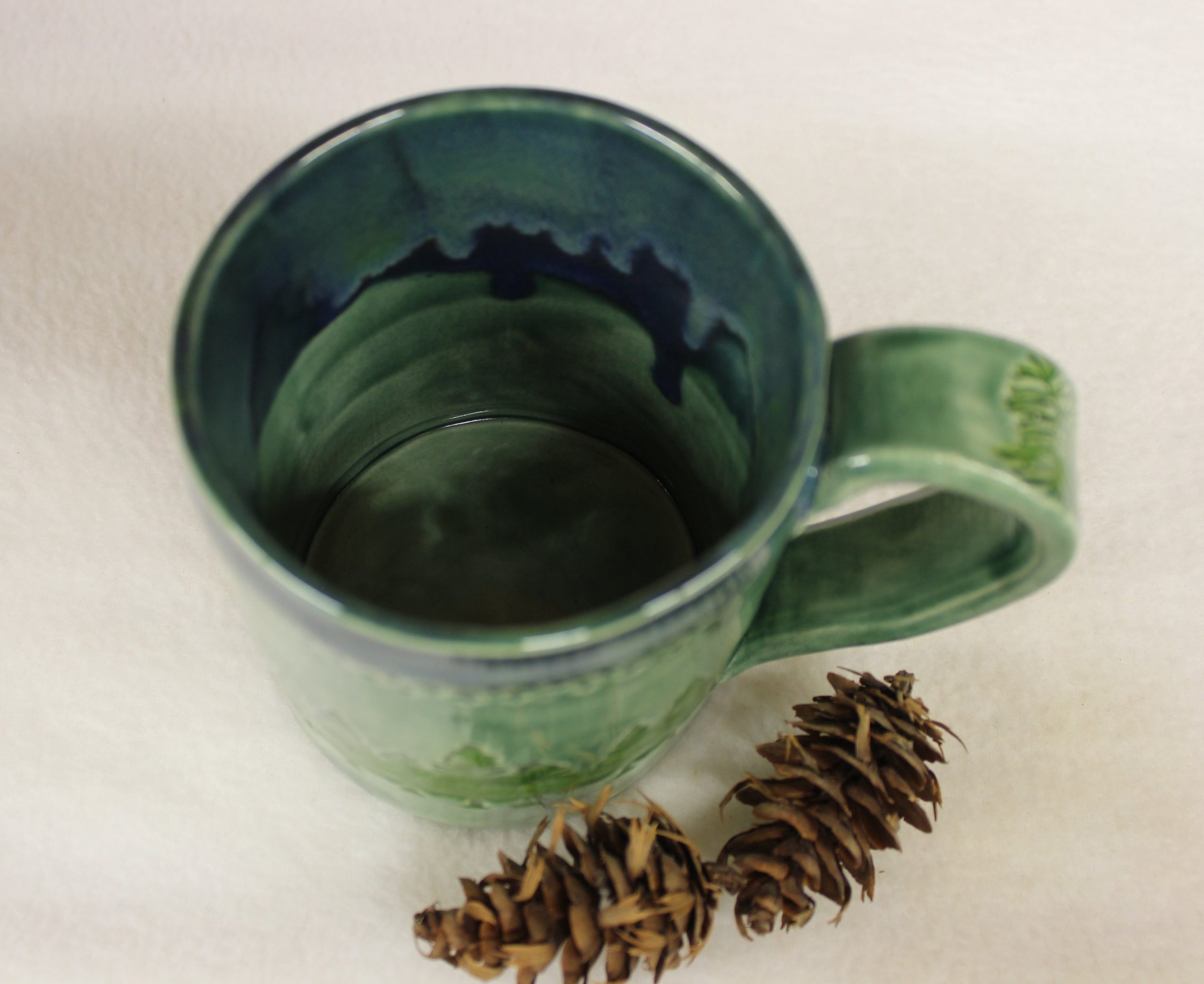 Hunter Green Ceramic Coffee Travel mug, Woodland moss glaze, black lid  pottery - BlueRoomPottery plus (+)