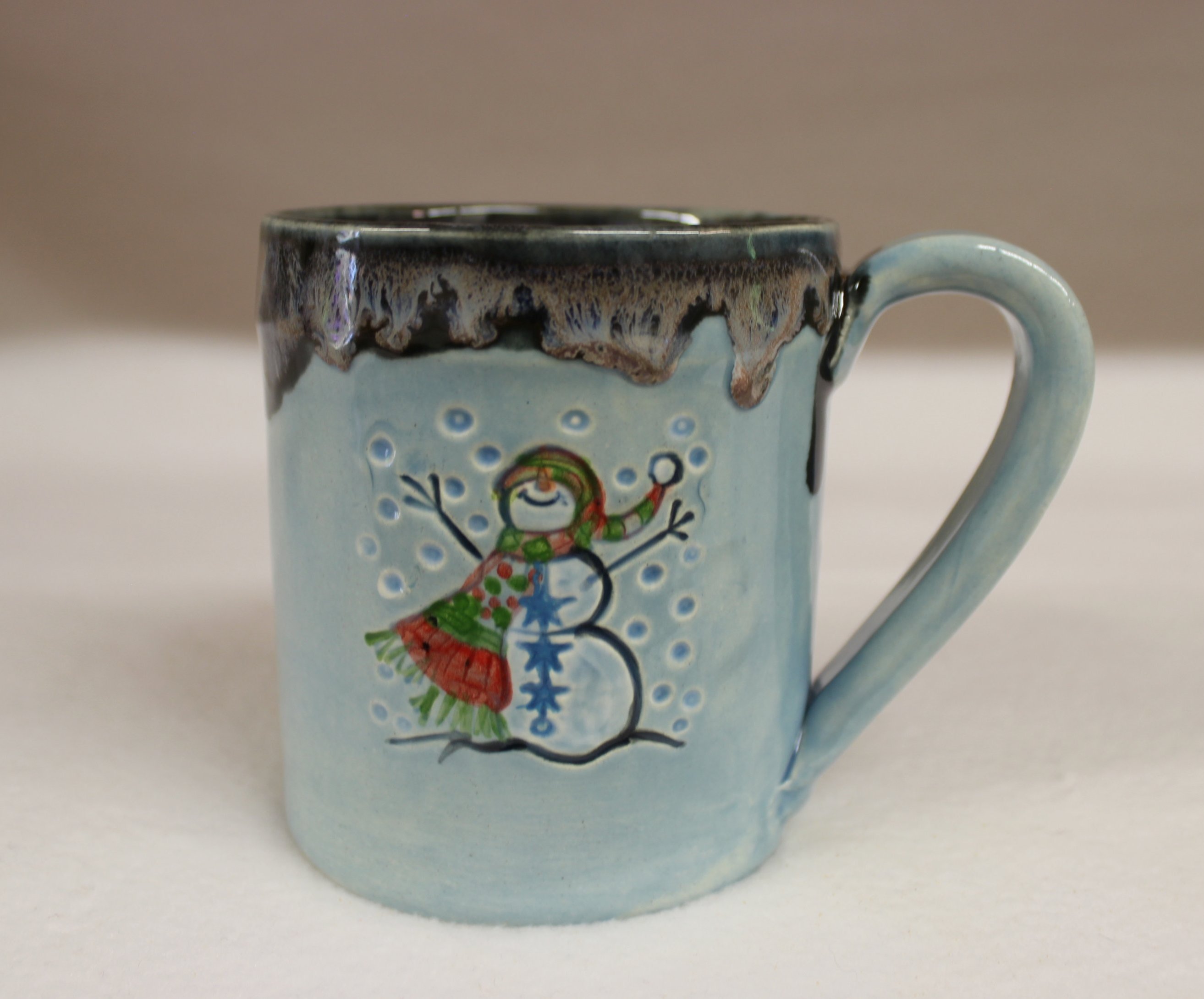 Power Blue Happy Snowman Ceramic Mug | Wild Crow Farm