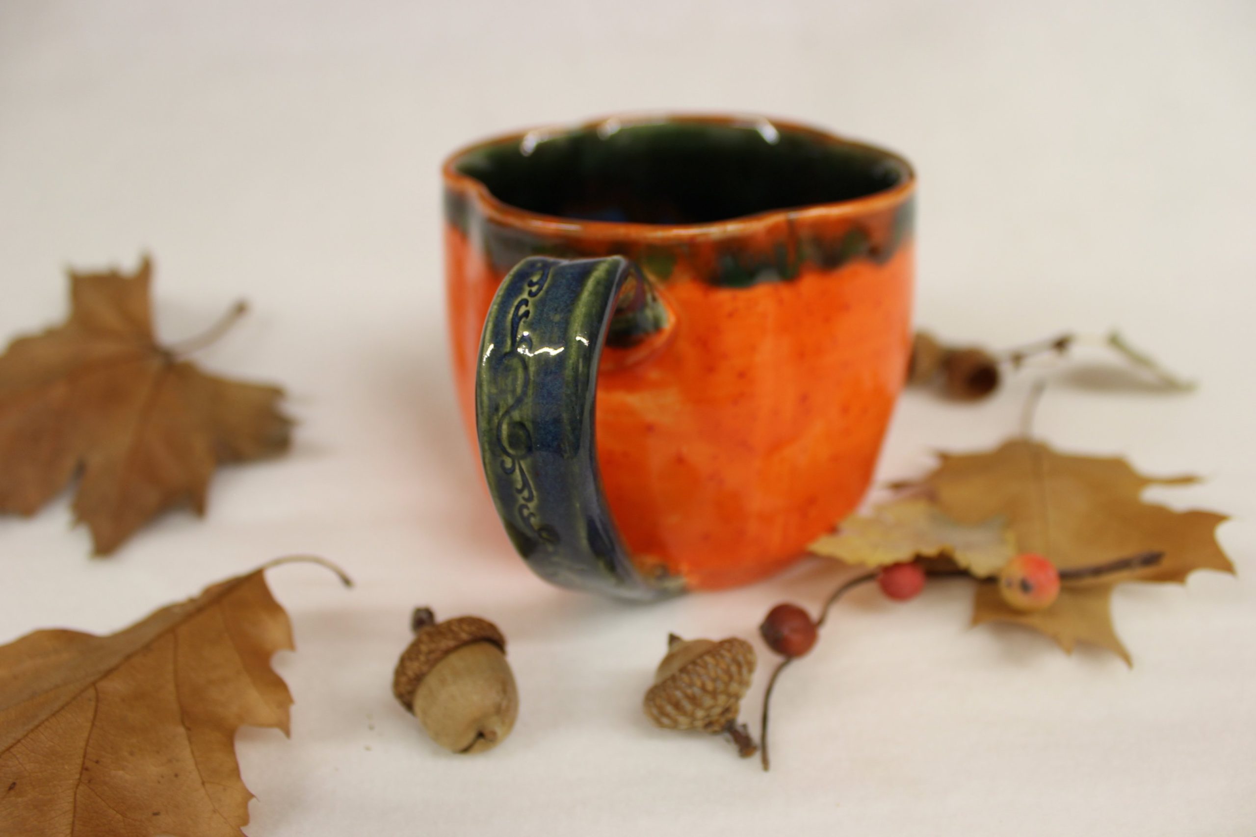 Pumpkins and Stars Mug  Ceramic Orange Pearlescent Mug — Rachel