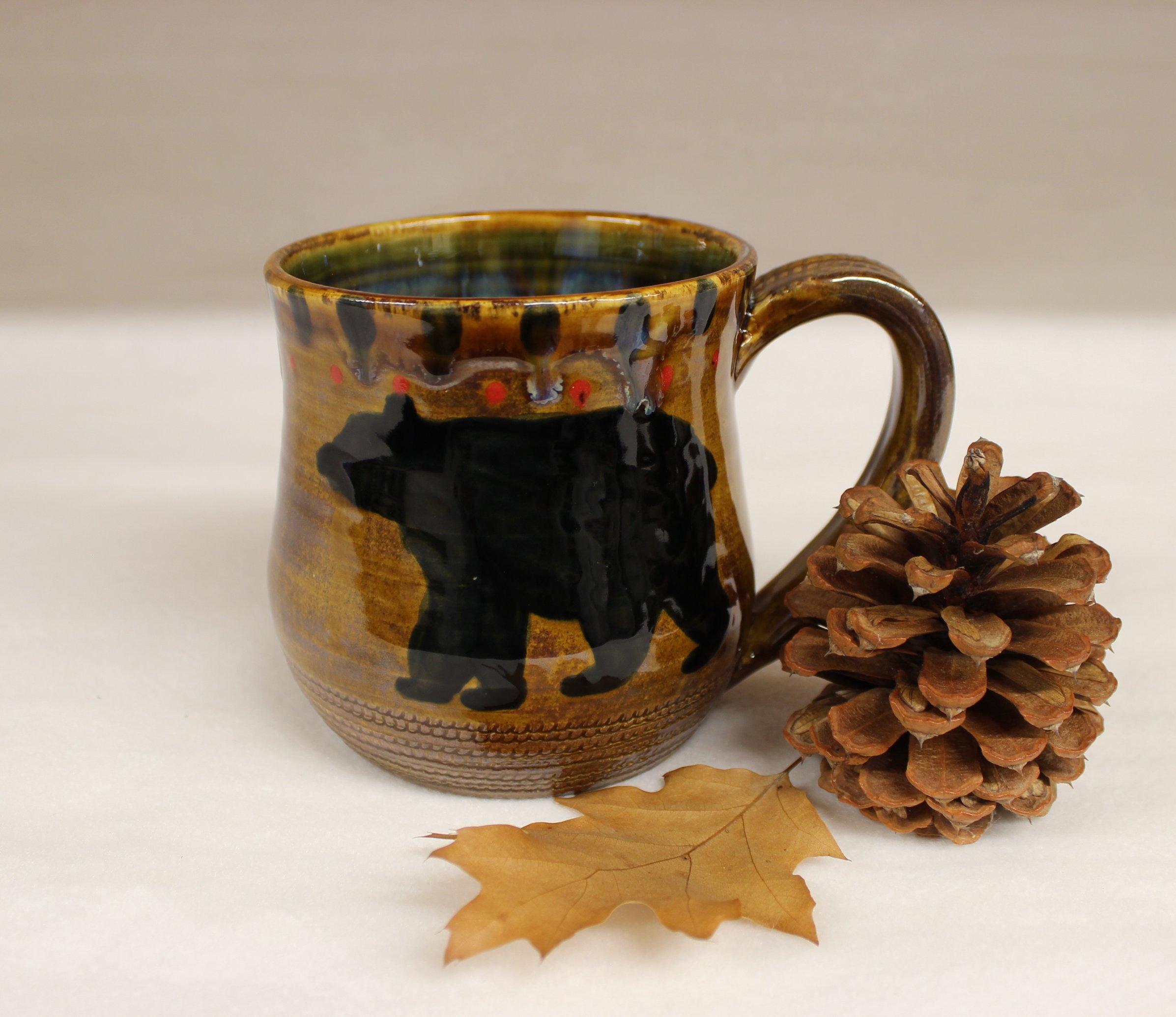 Extra Large Rustic Black Bear Ceramic Mixing Bowl Set