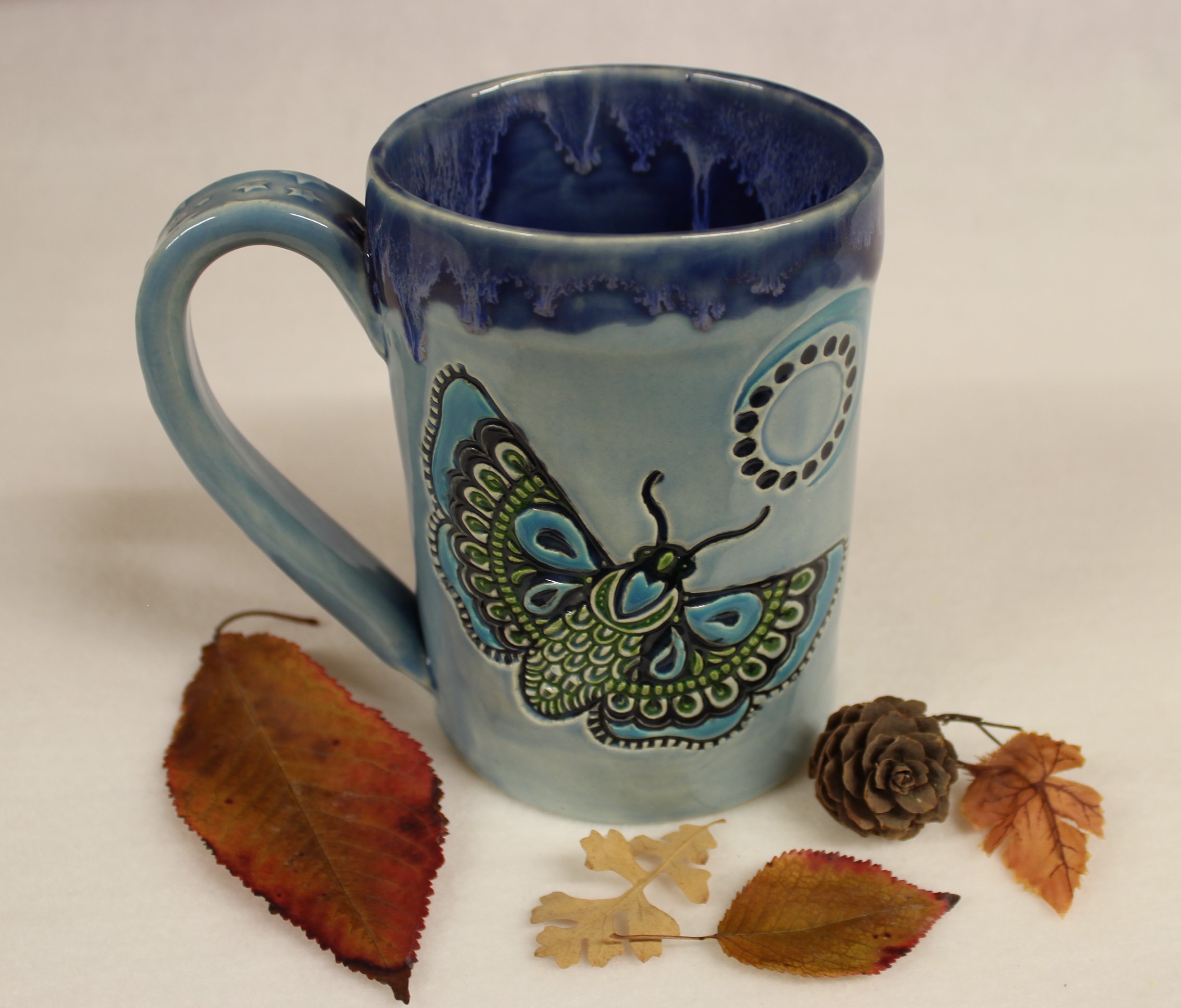 Fancy Moth with Stars Extra Large Ceramic Coffee Mug