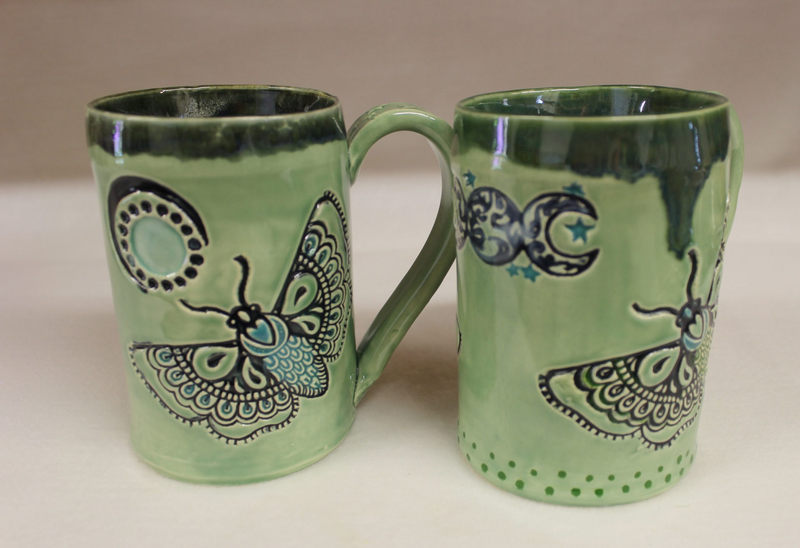 Fancy Moth with Stars Extra Large Ceramic Coffee Mug