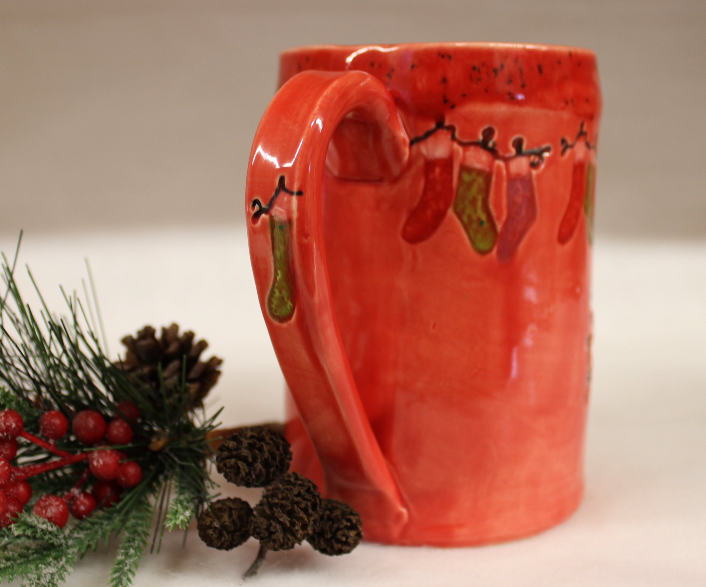 Homespun Holiday Red Santa Mug