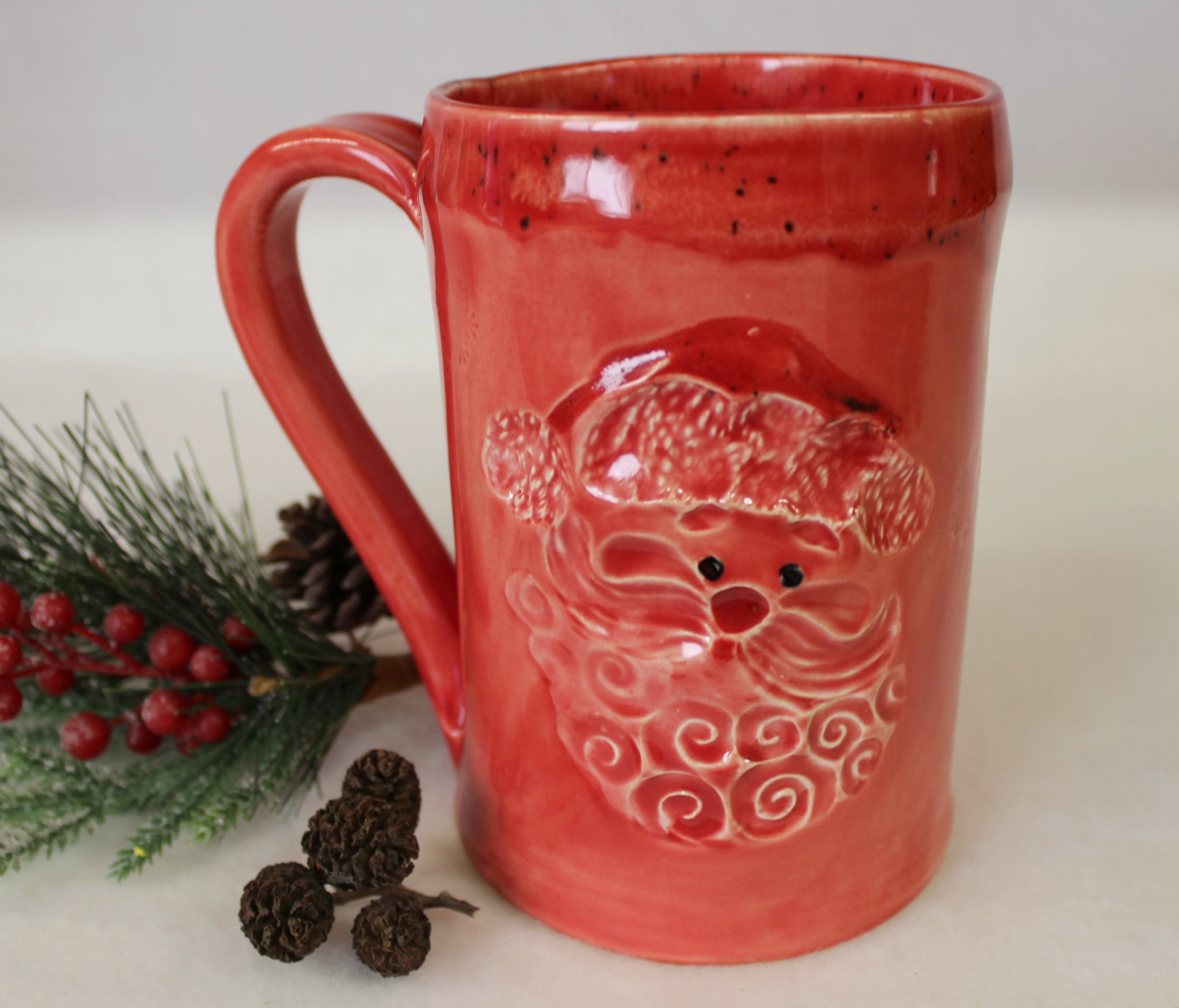 Homespun Holiday Red Santa Mug