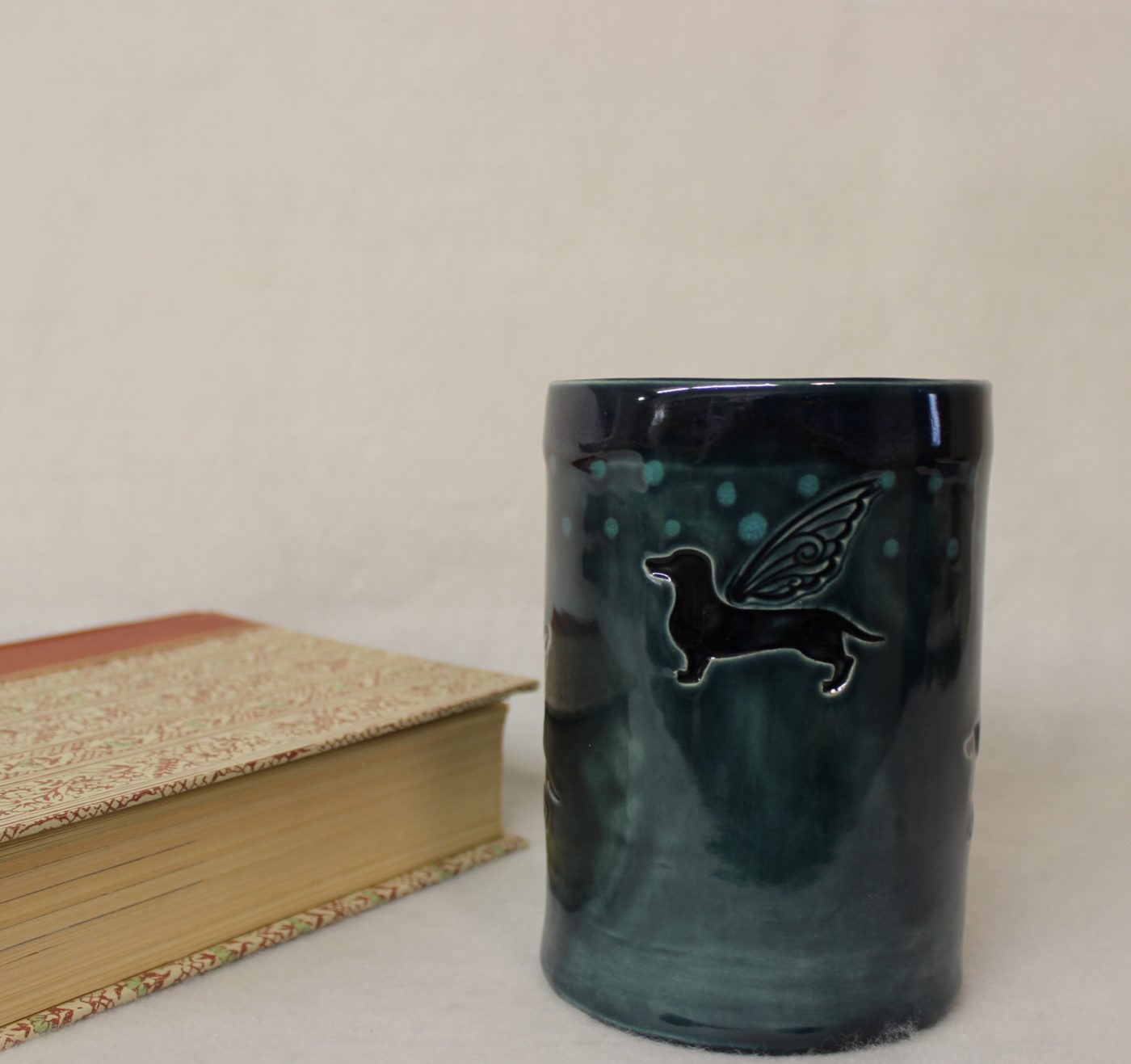 Magical Winged Dachshund Ceramic Stoneware Coffee Mug - Image 5