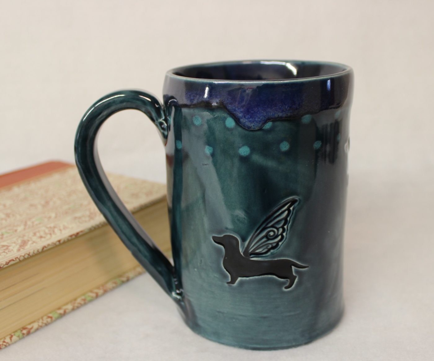 Magical Winged Dachshund Ceramic Stoneware Coffee Mug - Image 2