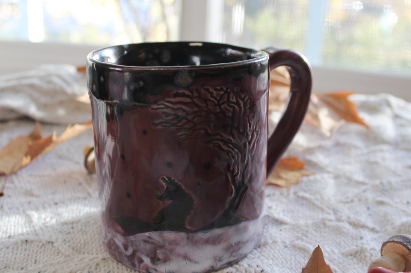 Winter Fox at Night Purple Ceramic Mug - Image 11