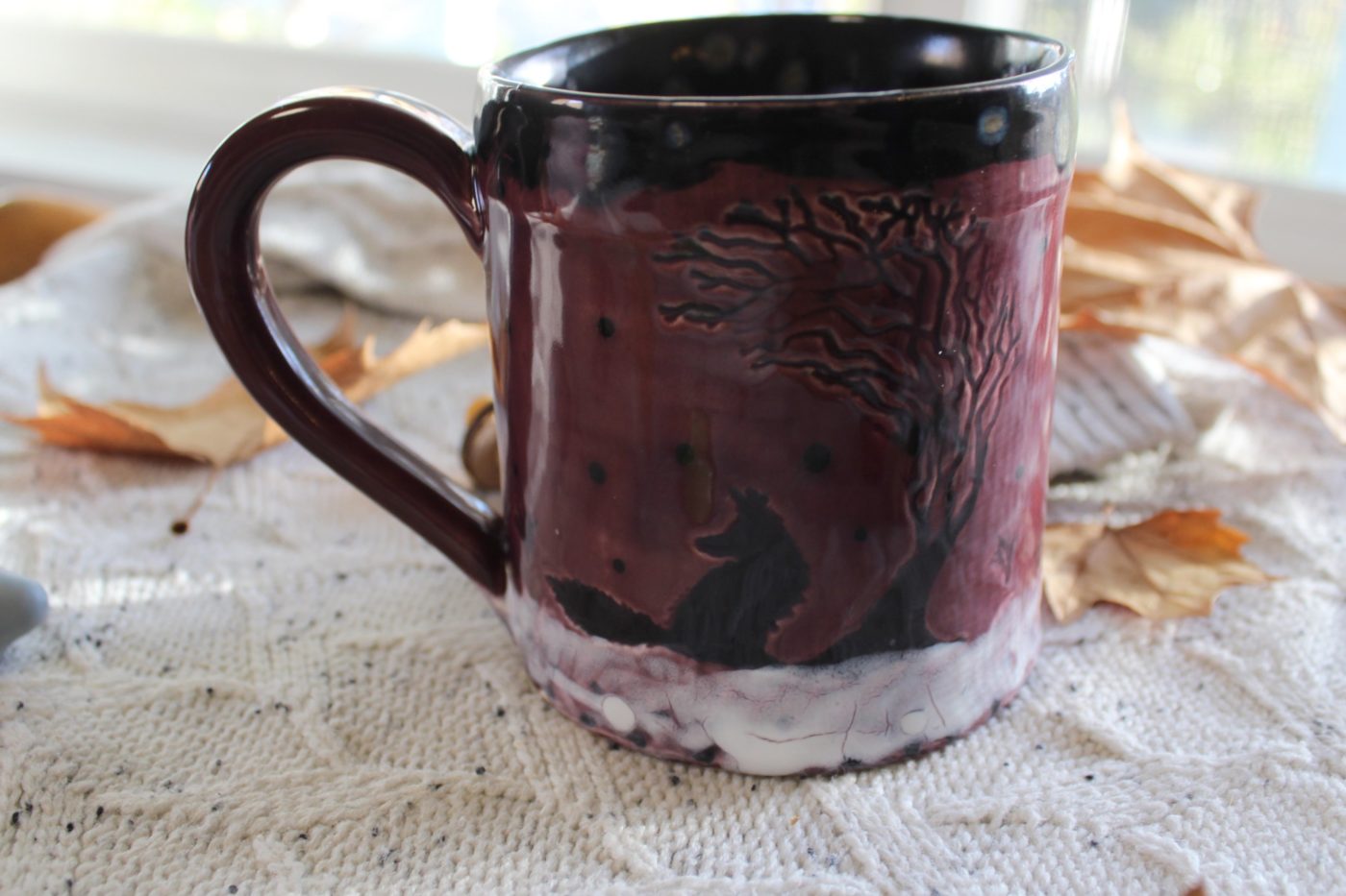 Winter Fox at Night Purple Ceramic Mug - Image 10