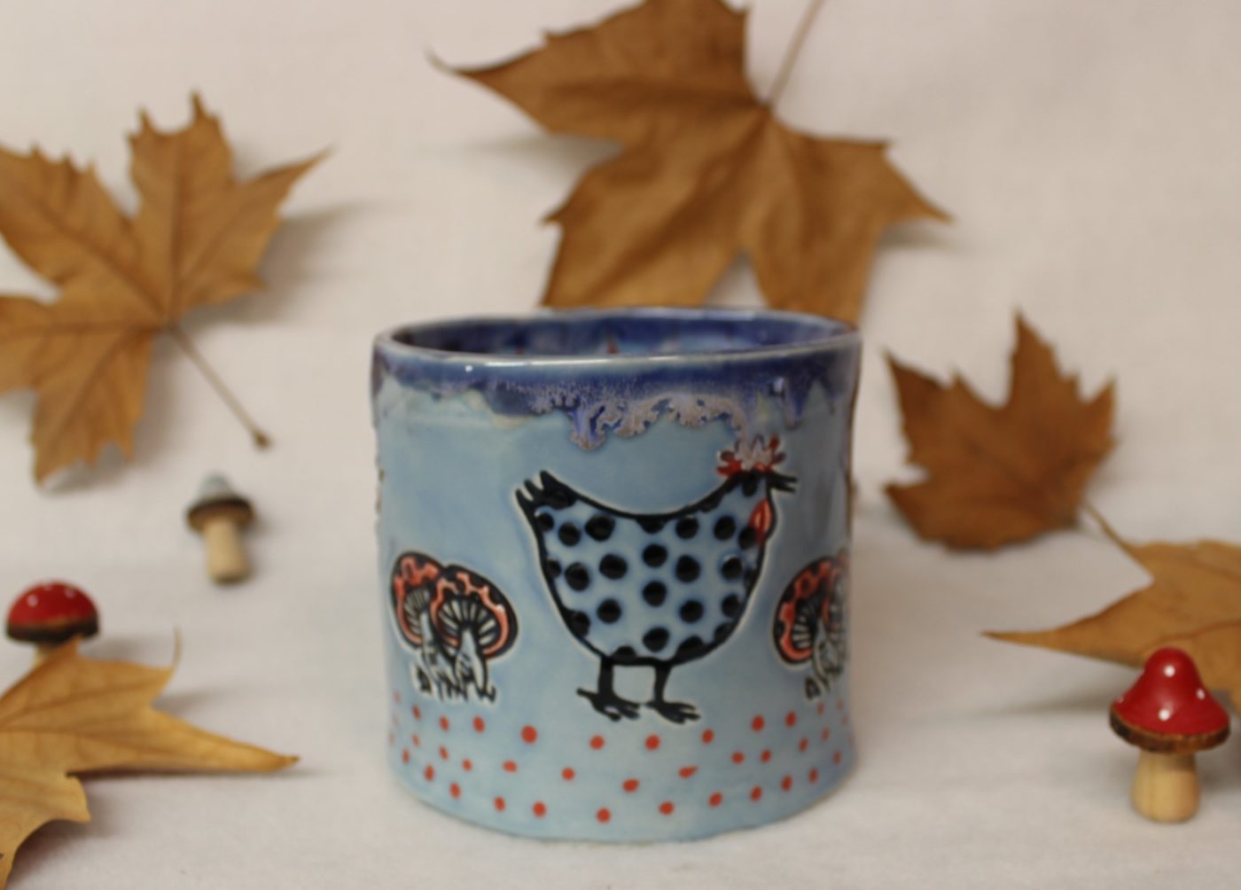 Chicken and Mushroom Soup Mug, Ceramic Stoneware Latte Mug - Image 6