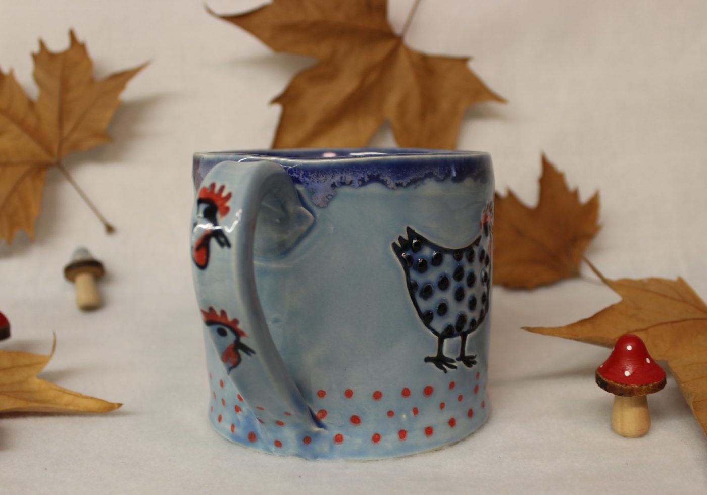 Chicken and Mushroom Soup Mug, Ceramic Stoneware Latte Mug - Image 5