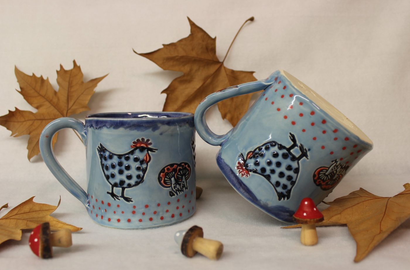 Chicken and Mushroom Soup Mug, Ceramic Stoneware Latte Mug - Image 2