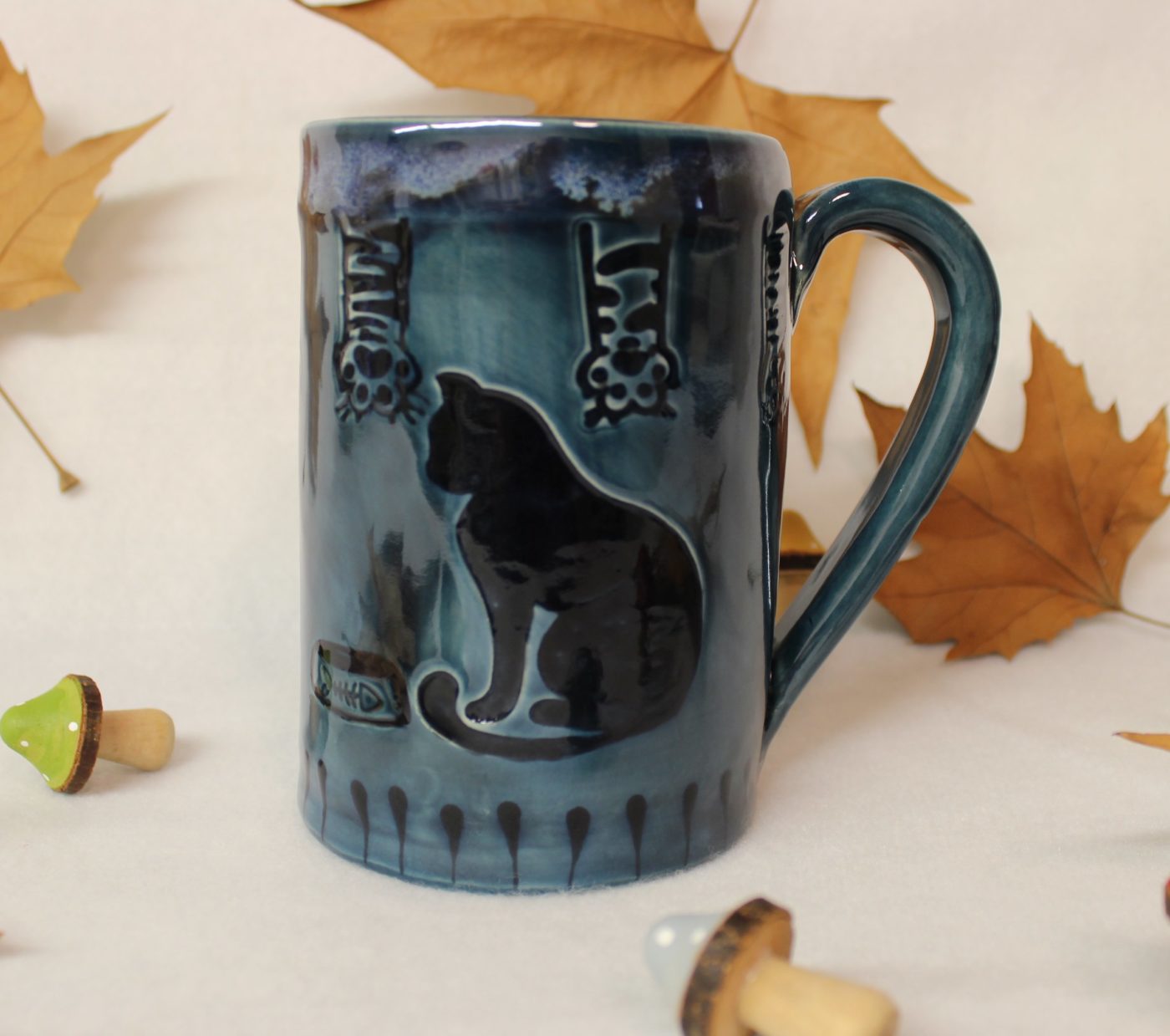 Naughty Kitty Paws Extra Large Black Cat Stoneware Coffee Mug - Image 2