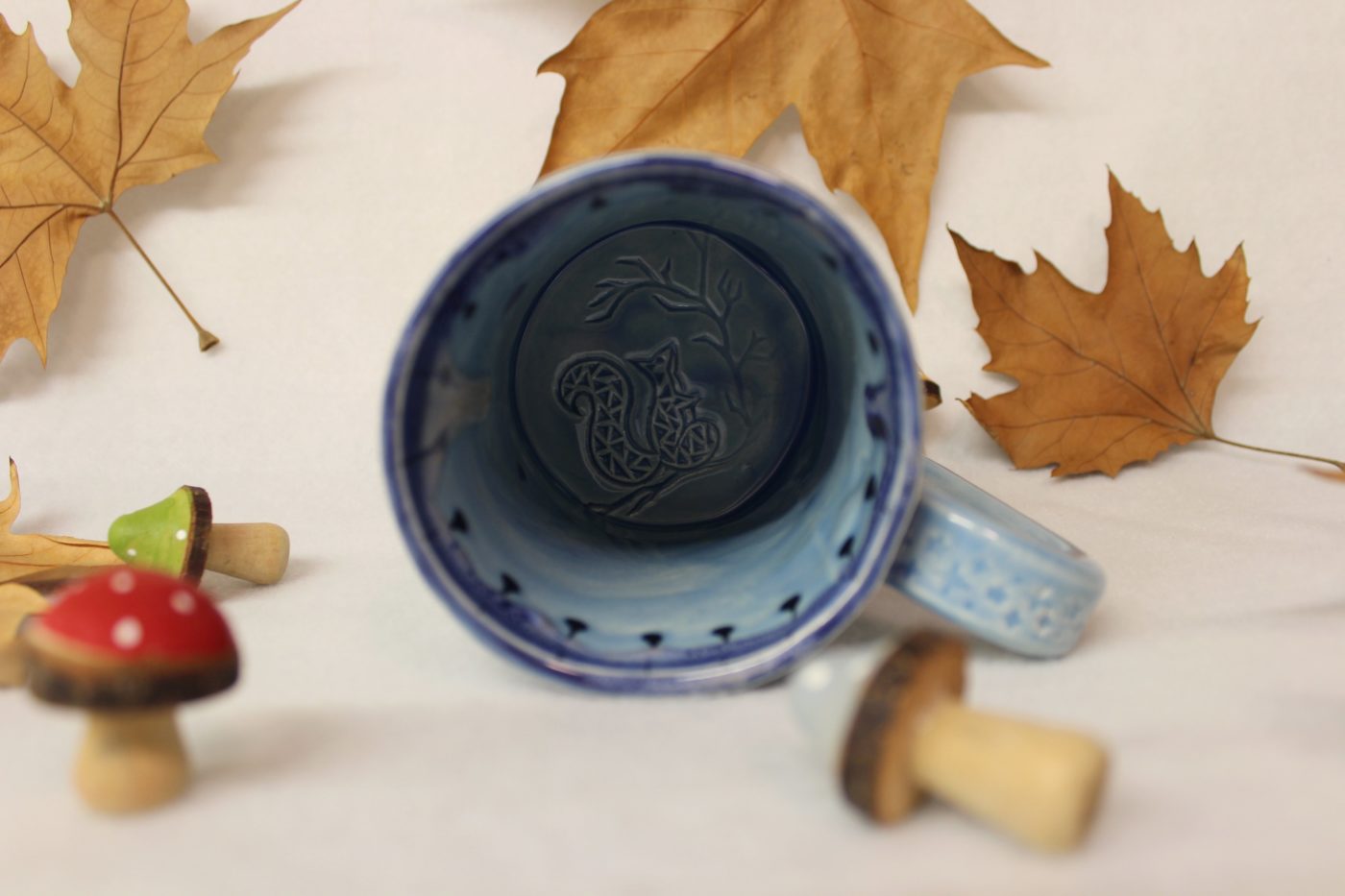 Tiny Winter Squirrel Under the Full Moon Ceramic Mug - Image 5