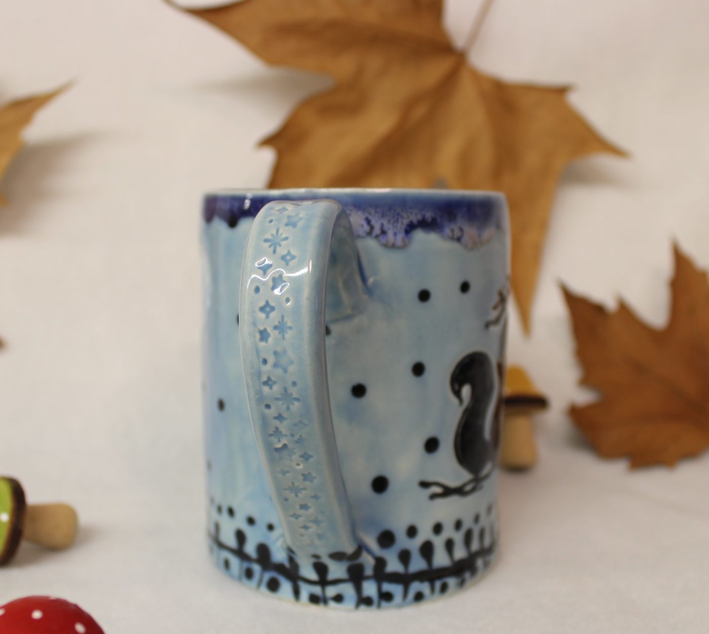 Tiny Winter Squirrel Under the Full Moon Ceramic Mug - Image 4