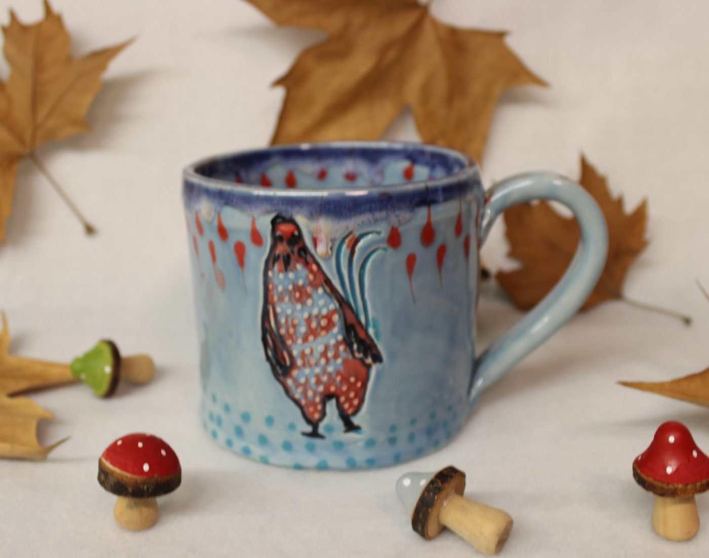 Marvin the Molting Rooster Chicken Soup Mug, Ceramic Stoneware Latte Mug - Image 2