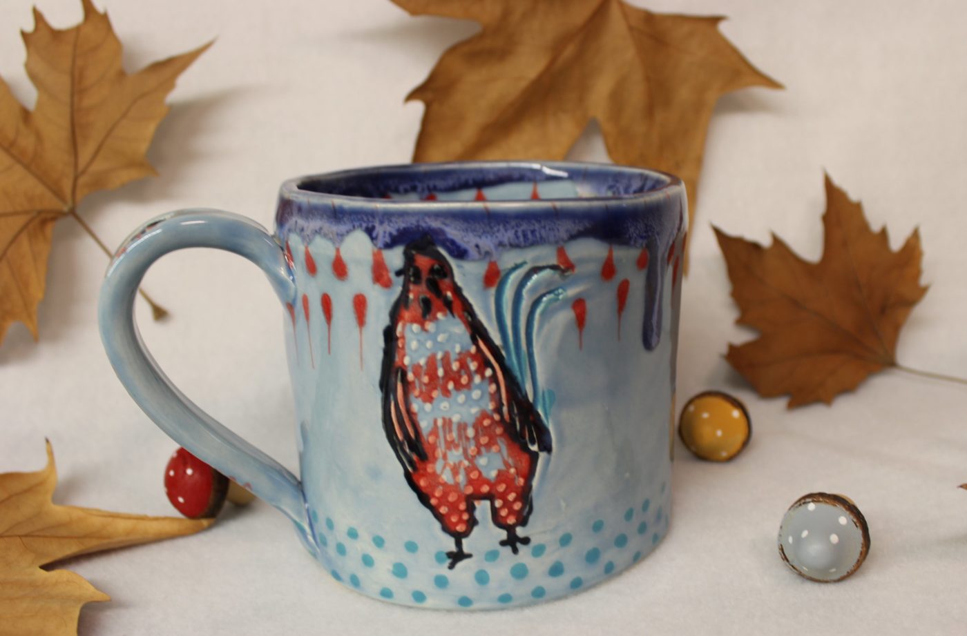 Marvin the Molting Rooster Chicken Soup Mug, Ceramic Stoneware Latte Mug