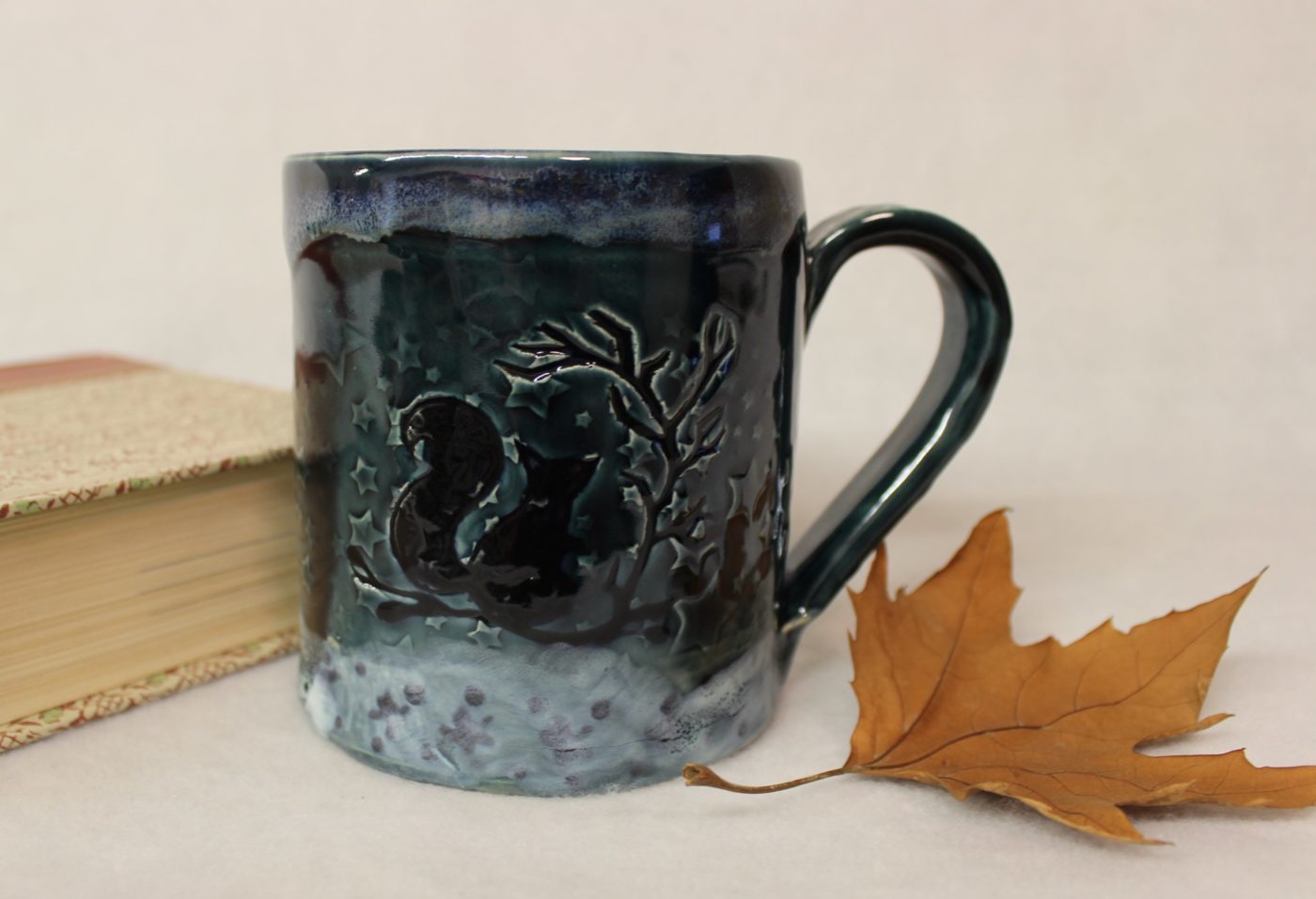 Starry Winter Squirrel Ceramic Stoneware Mug