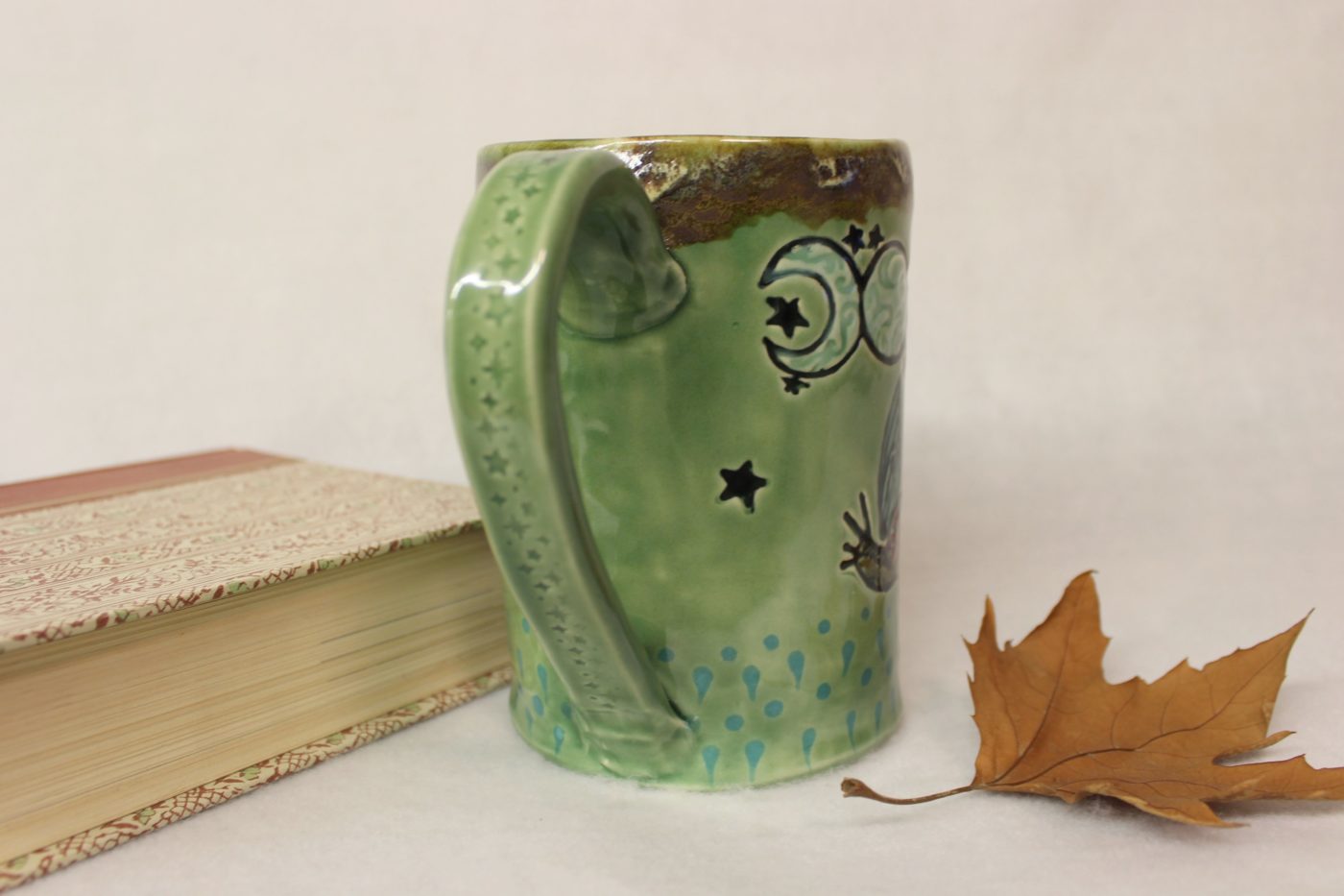 Magical Goddess Moon and Garden Snail Ceramic Stoneware Mug - Image 4