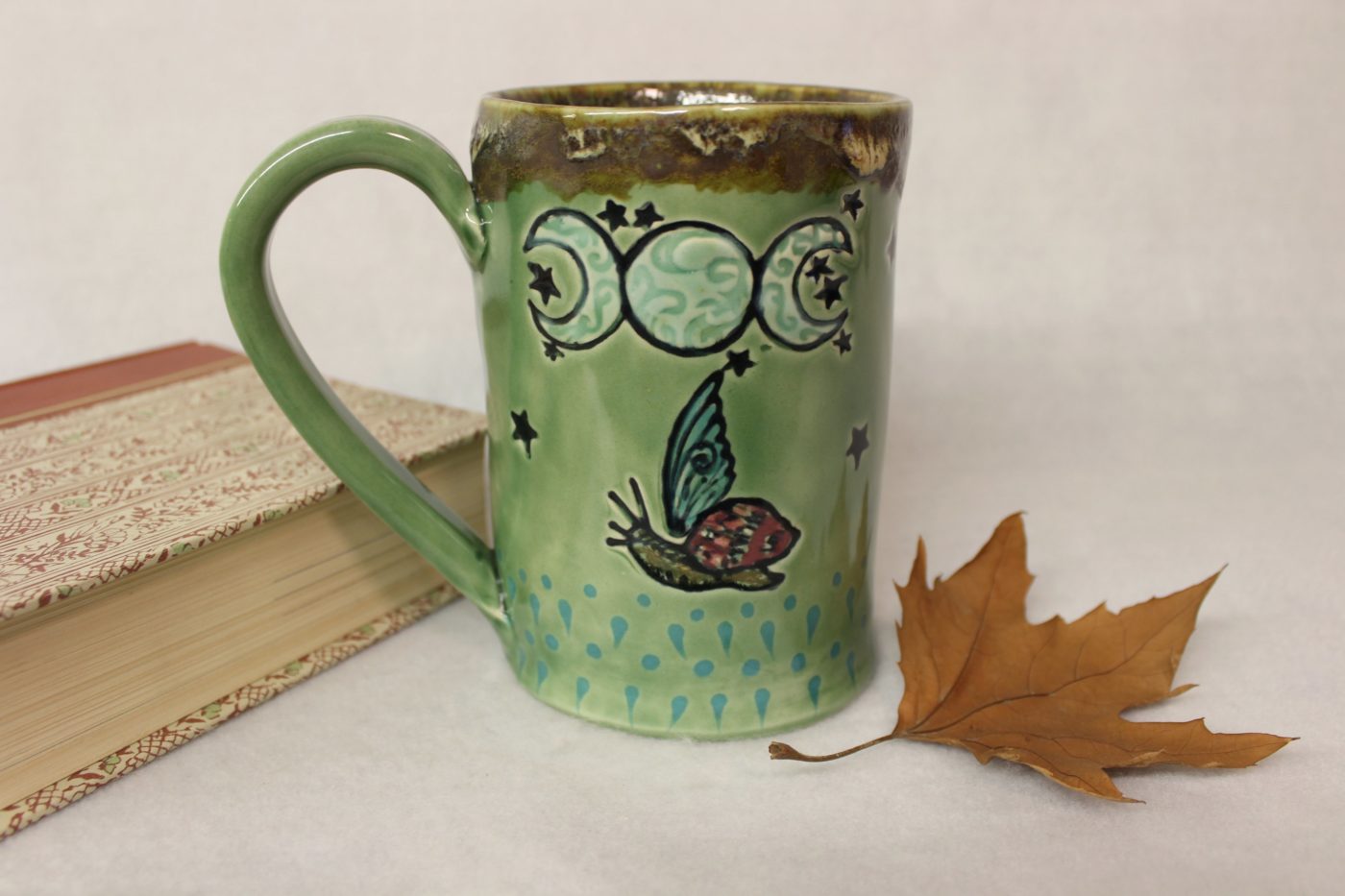 Magical Goddess Moon and Garden Snail Ceramic Stoneware Mug - Image 2