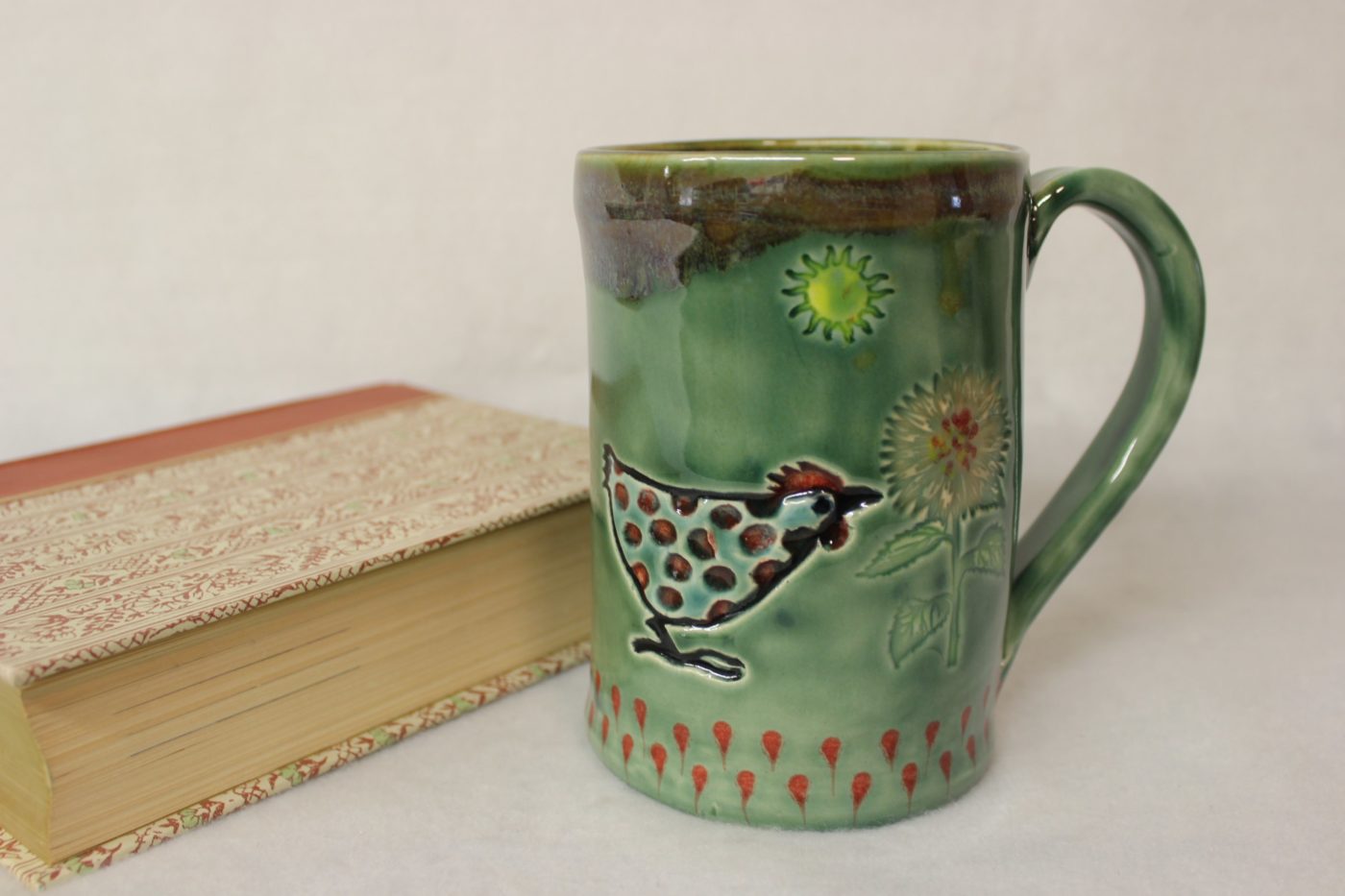 Sunflower Garden Chicken Ceramic Stoneware Coffee Mug