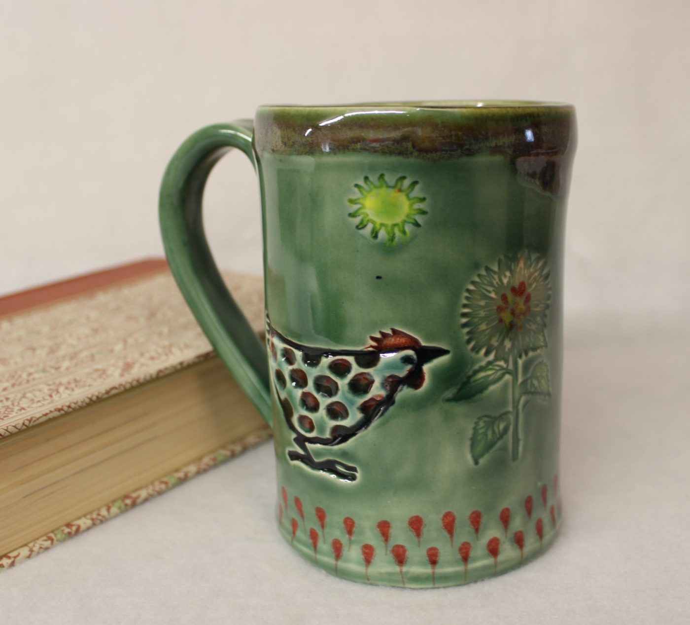 Sunflower Garden Chicken Ceramic Stoneware Coffee Mug - Image 2