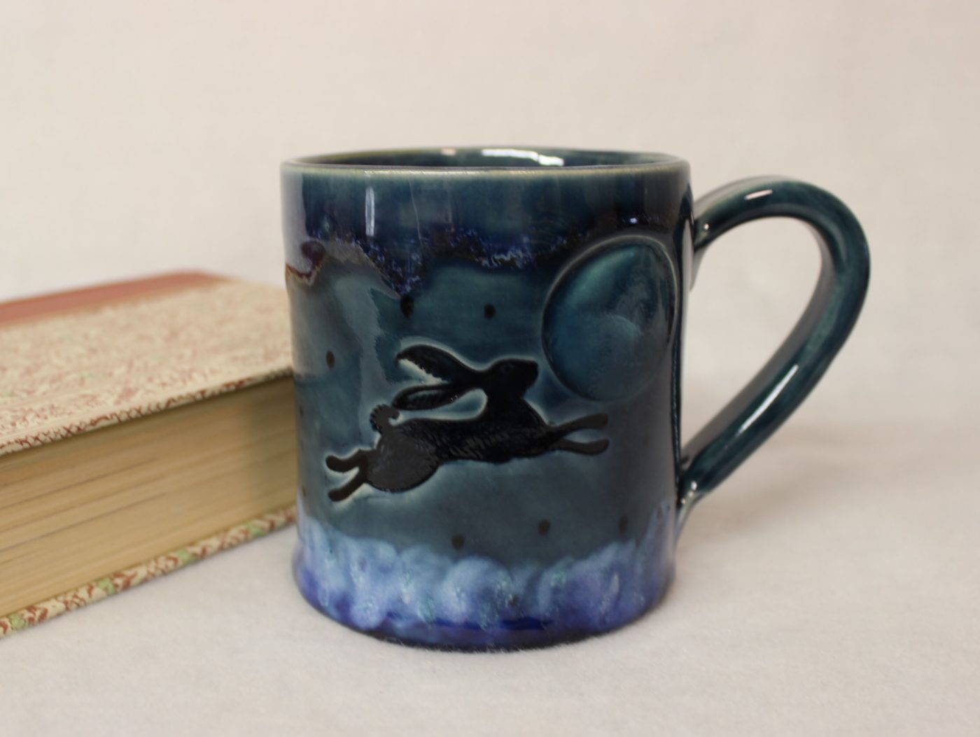 Leaping Hare and Full Moon Ceramic Coffee Mug