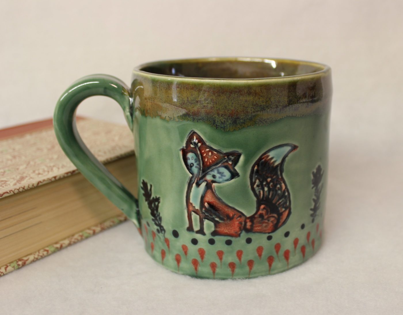 Fancy Red Fox Soup Mug, Chowder Bowl, Extra Large Latte Ceramic Mug - Image 2