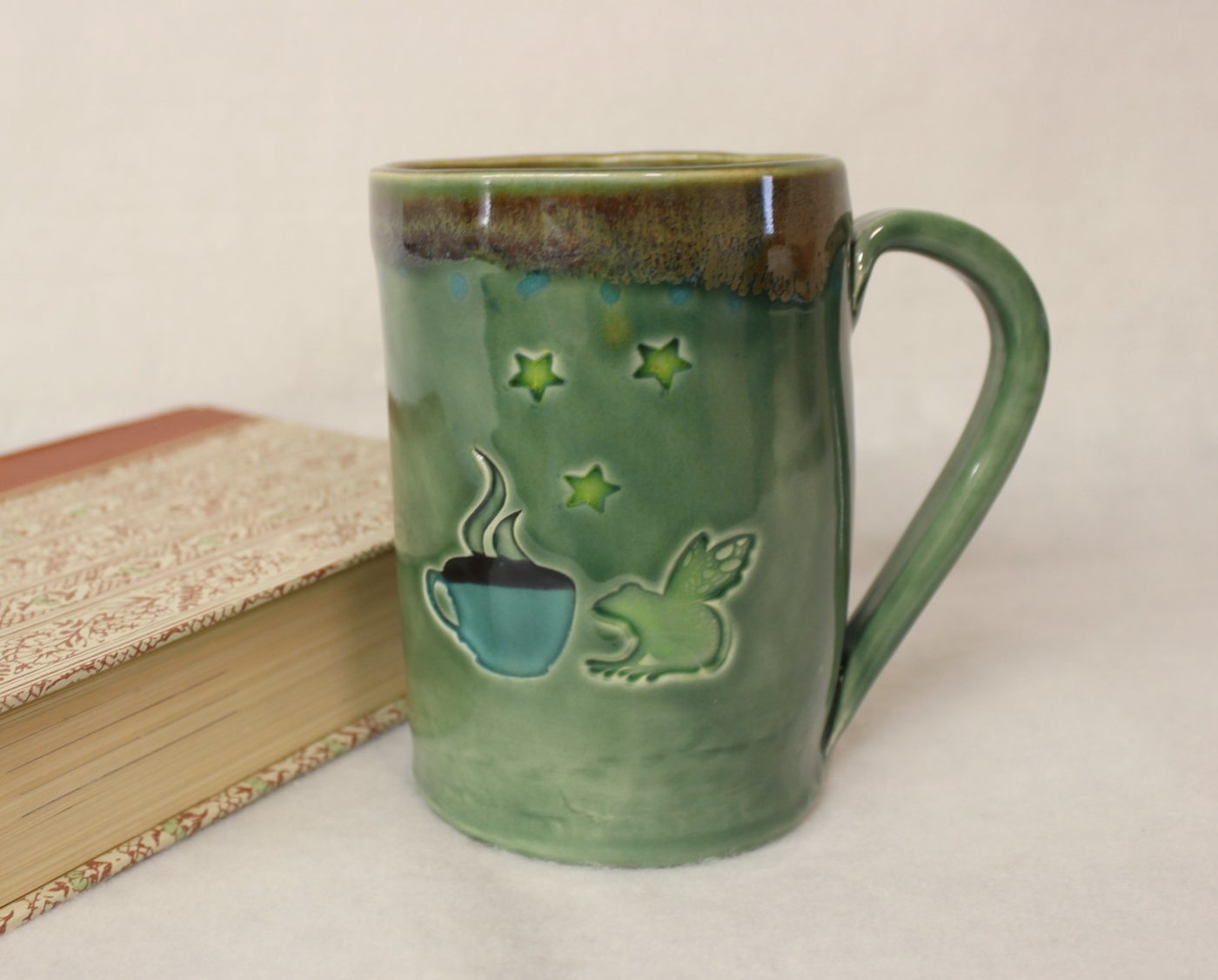 Magical Fairy Frog with Coffee Cup Ceramic Stoneware Mug - Image 2