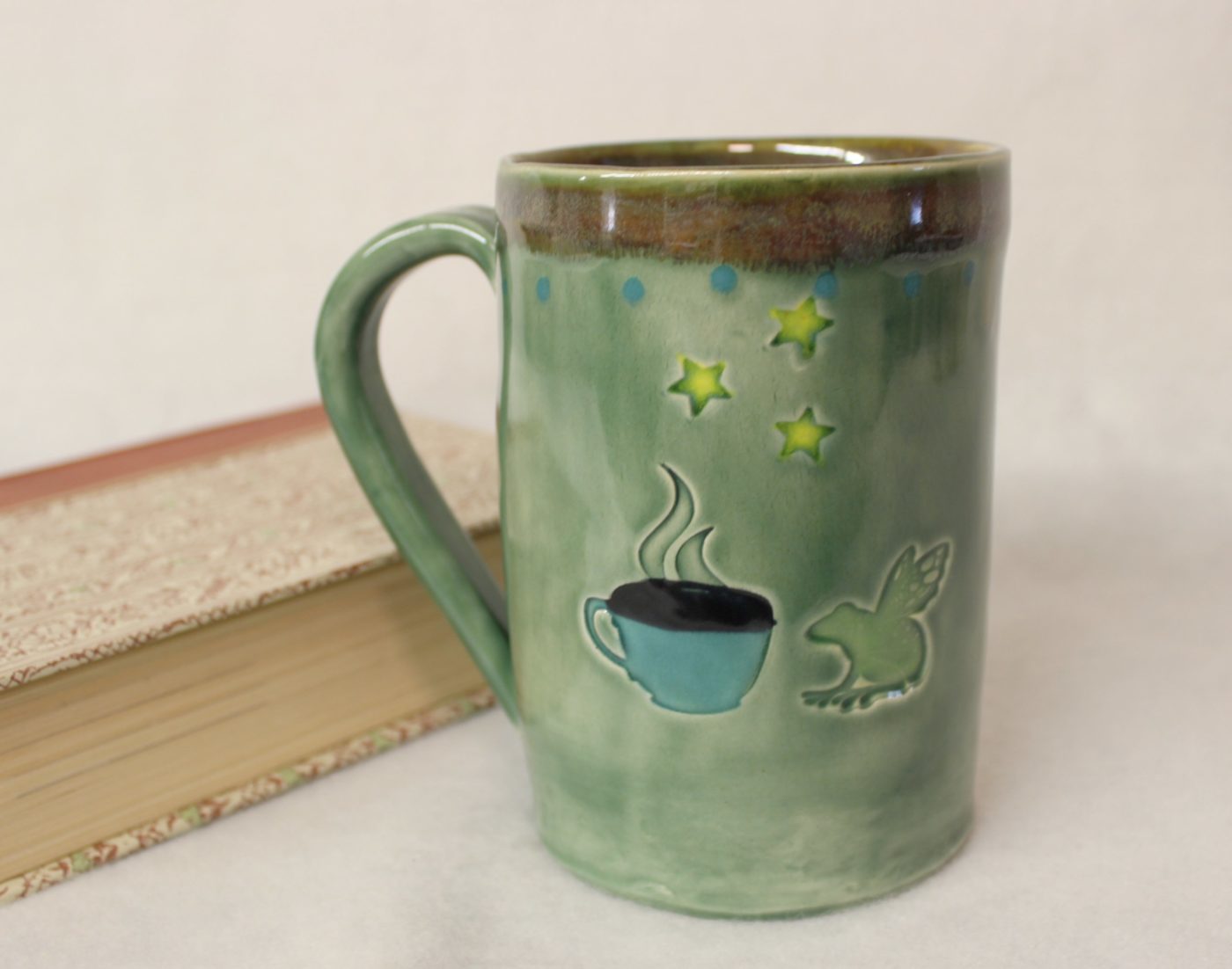 Magical Fairy Frog with Coffee Cup Ceramic Stoneware Mug