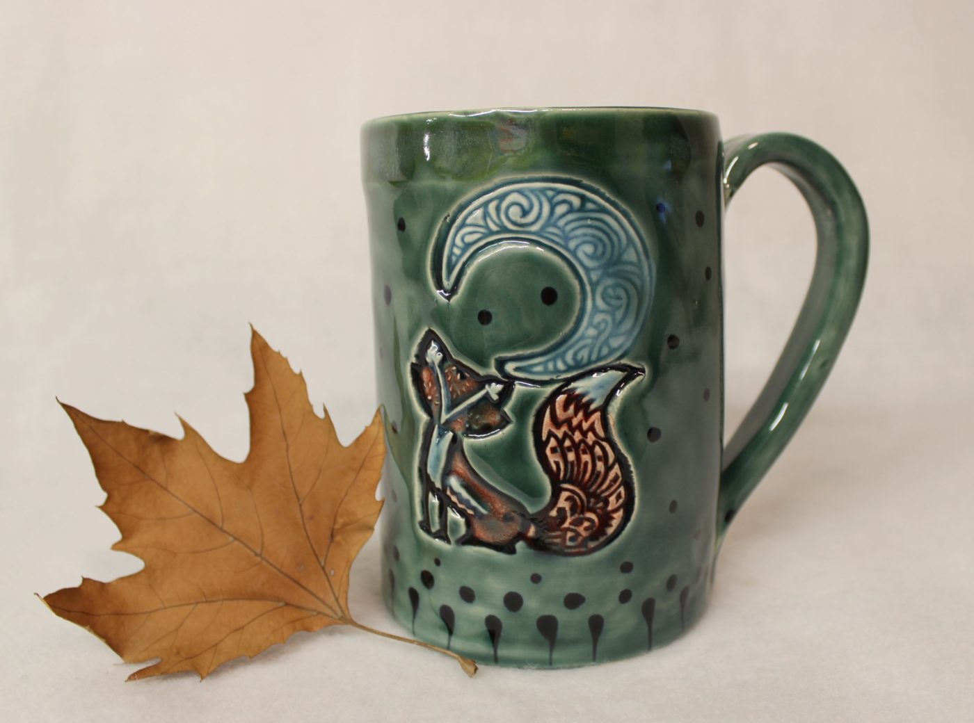 Fancy Fox Under a Celtic Moon Extra Large Coffee Cup