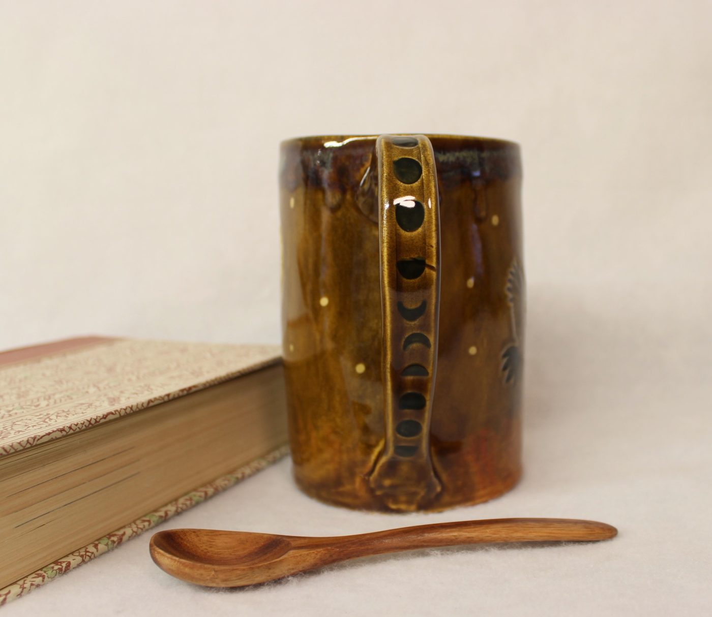 Magical Owl Under a Celtic Moon Ceramic Stoneware Mug - Image 3