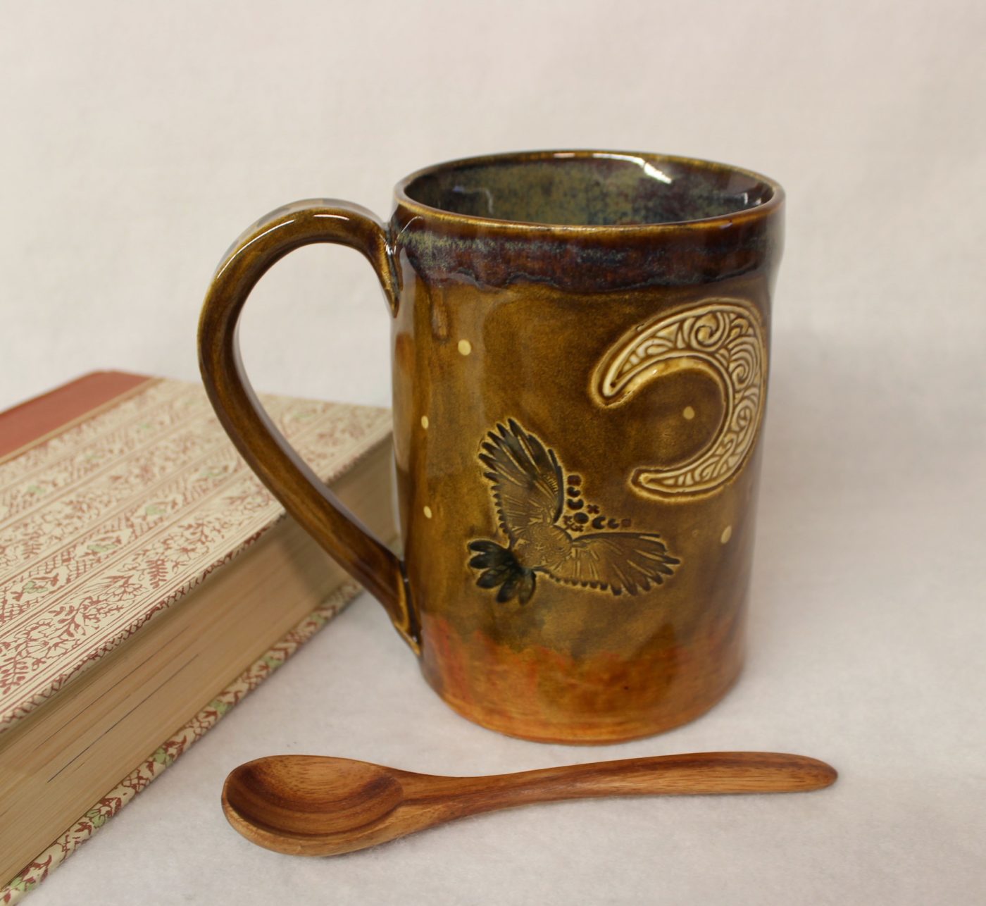 Magical Owl Under a Celtic Moon Ceramic Stoneware Mug