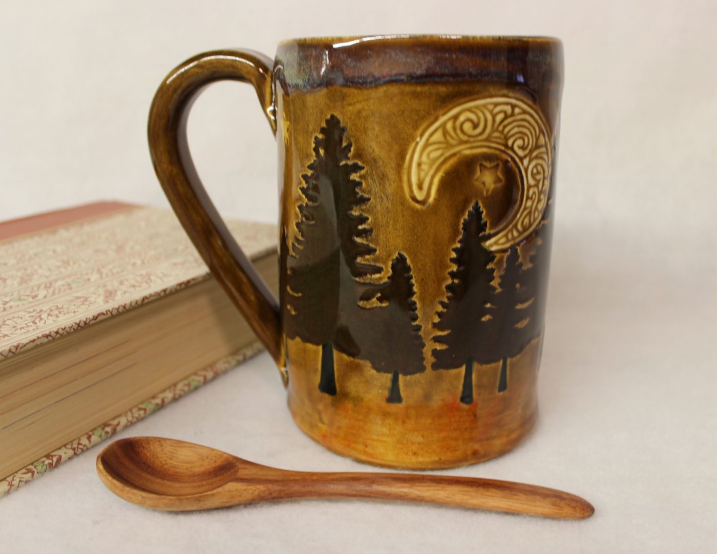 Deep Pine Forest with Celtic Moon and Stars Ceramic Mug