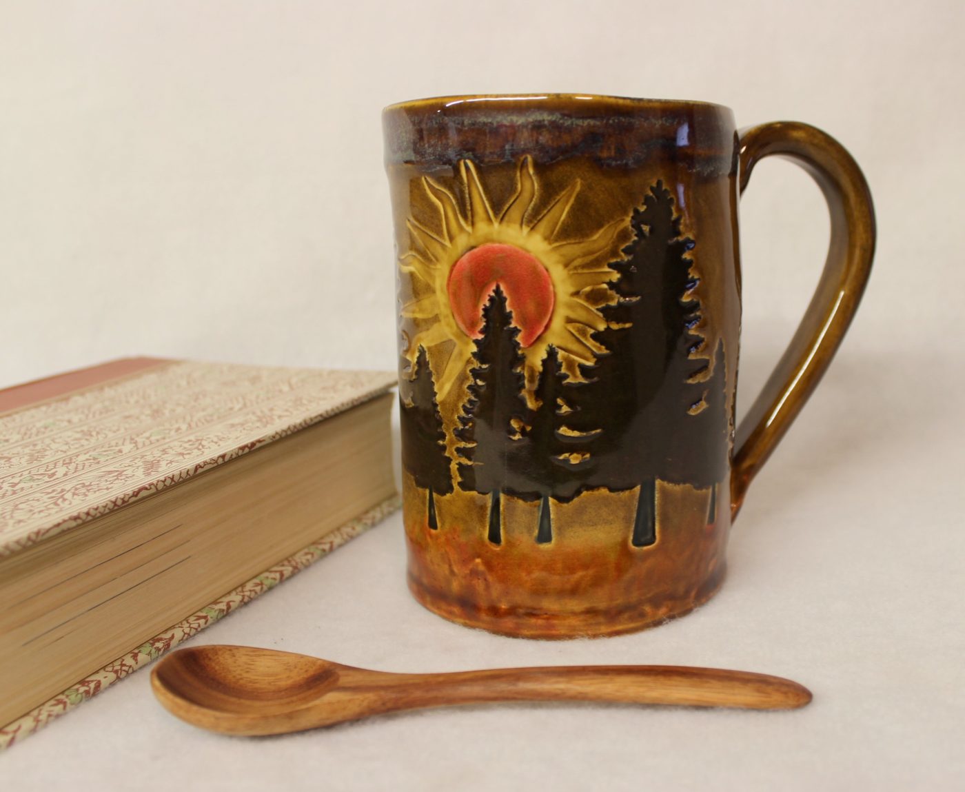 Rustic Pine Forest at Dawn Extra Large Ceramic Mug - Image 2