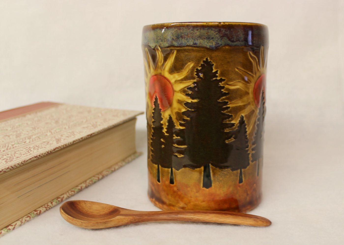 Rustic Pine Forest at Dawn Extra Large Ceramic Mug - Image 3