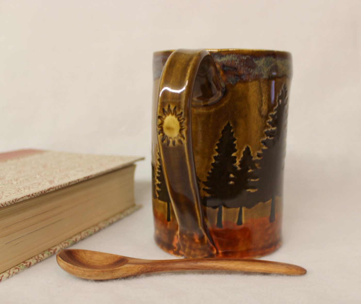 Rustic Pine Forest at Dawn Extra Large Ceramic Mug - Image 4