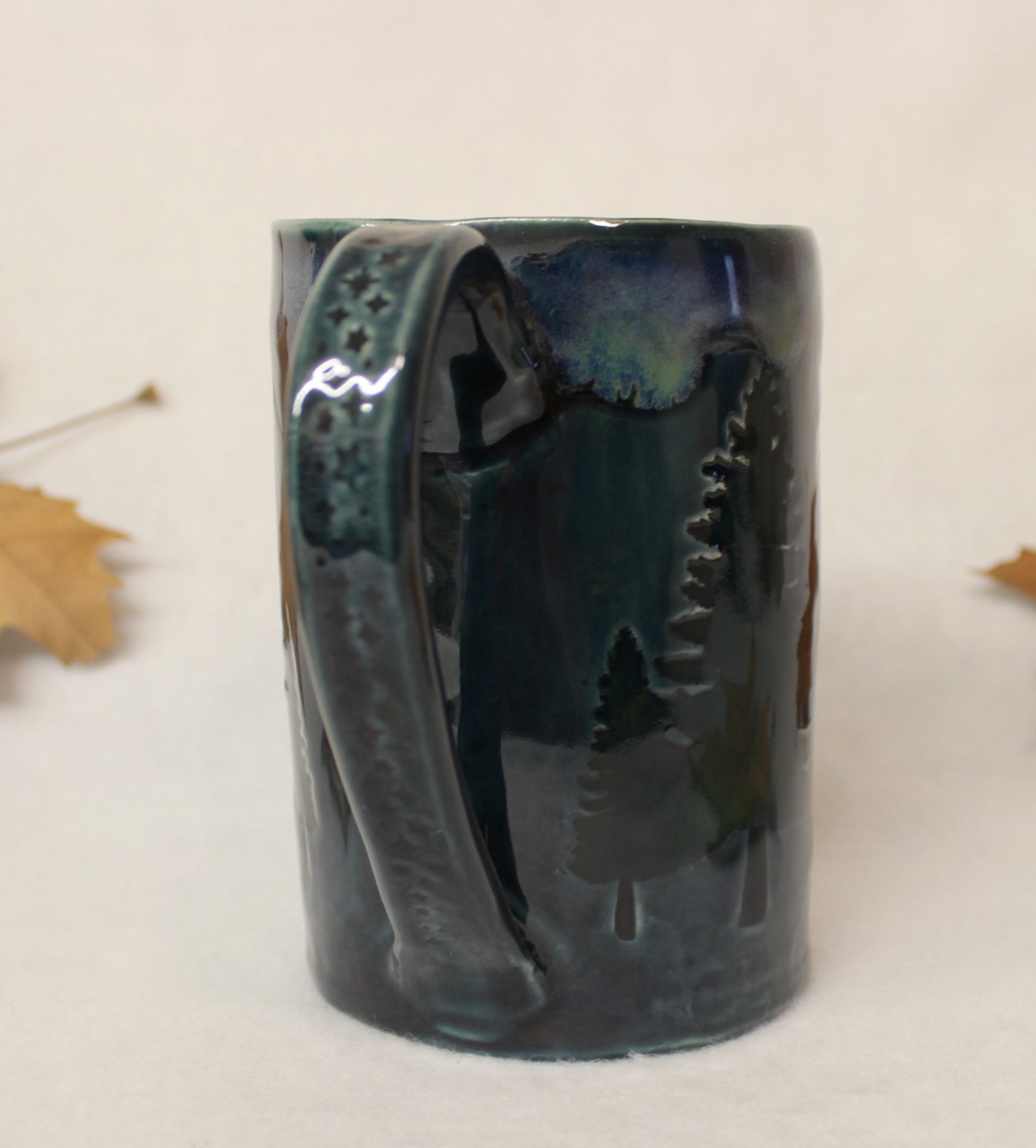 Magic Midnight Forest Owl Ceramic Stoneware Mug - Image 4