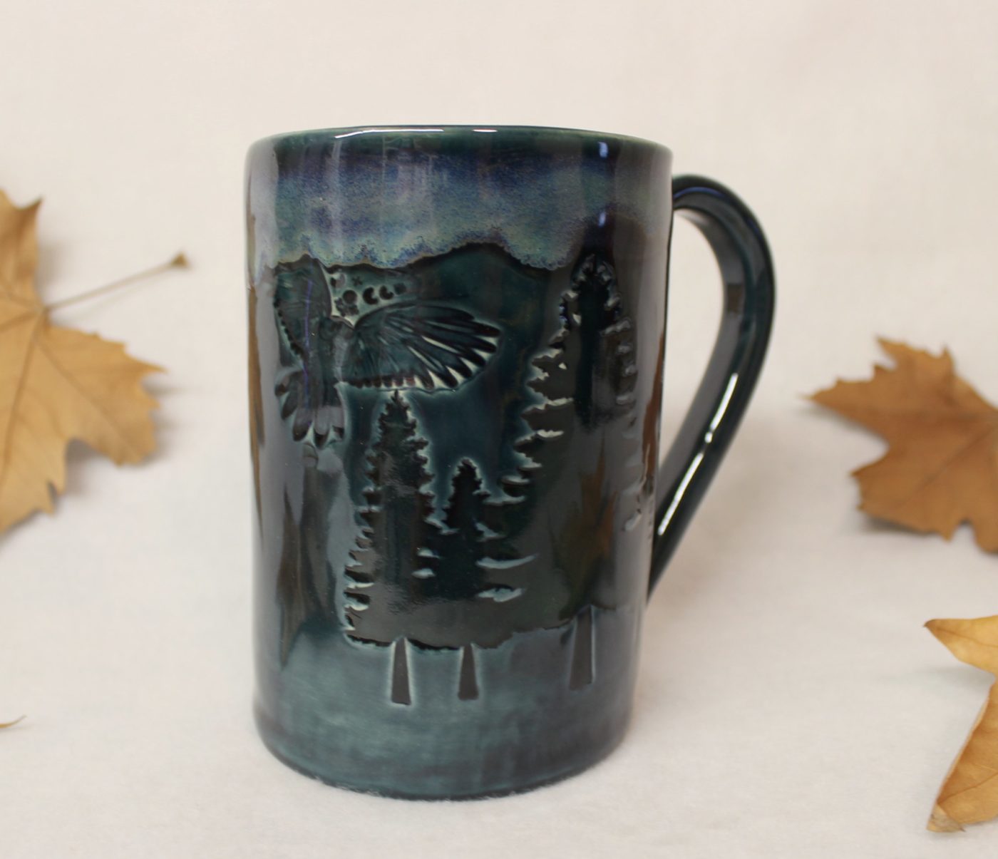 Magic Midnight Forest Owl Ceramic Stoneware Mug - Image 2