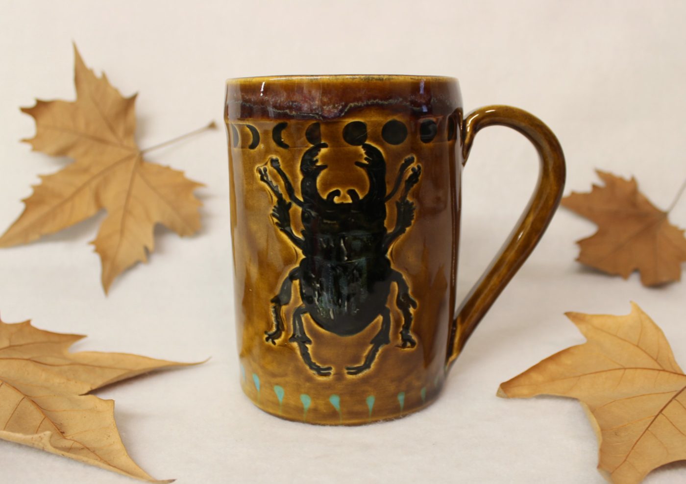 Mystic Stag Beetle with Moon Phases Extra Large Coffee Mug - Image 2