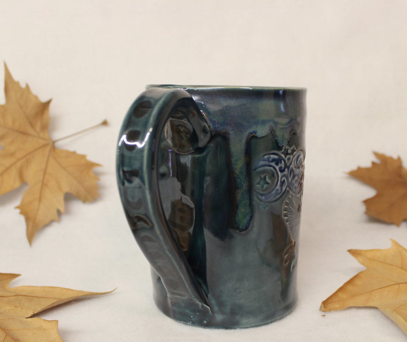 Midnight Goddess Moon Magic Owl Ceramic Stoneware Mug - Image 4