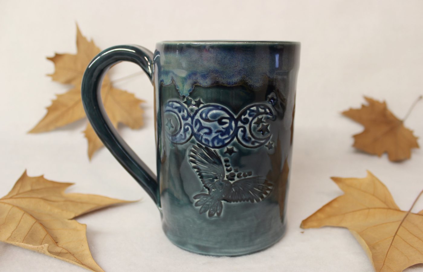 Midnight Goddess Moon Magic Owl Ceramic Stoneware Mug - Image 2