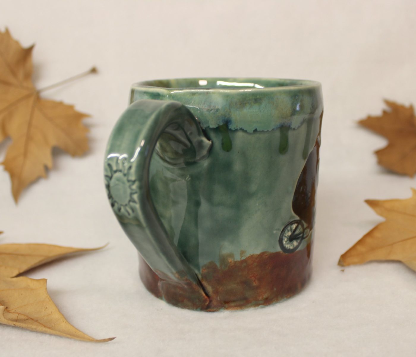 Black Bear on a Bike in Spring Large Ceramic Coffee Mug - Image 4