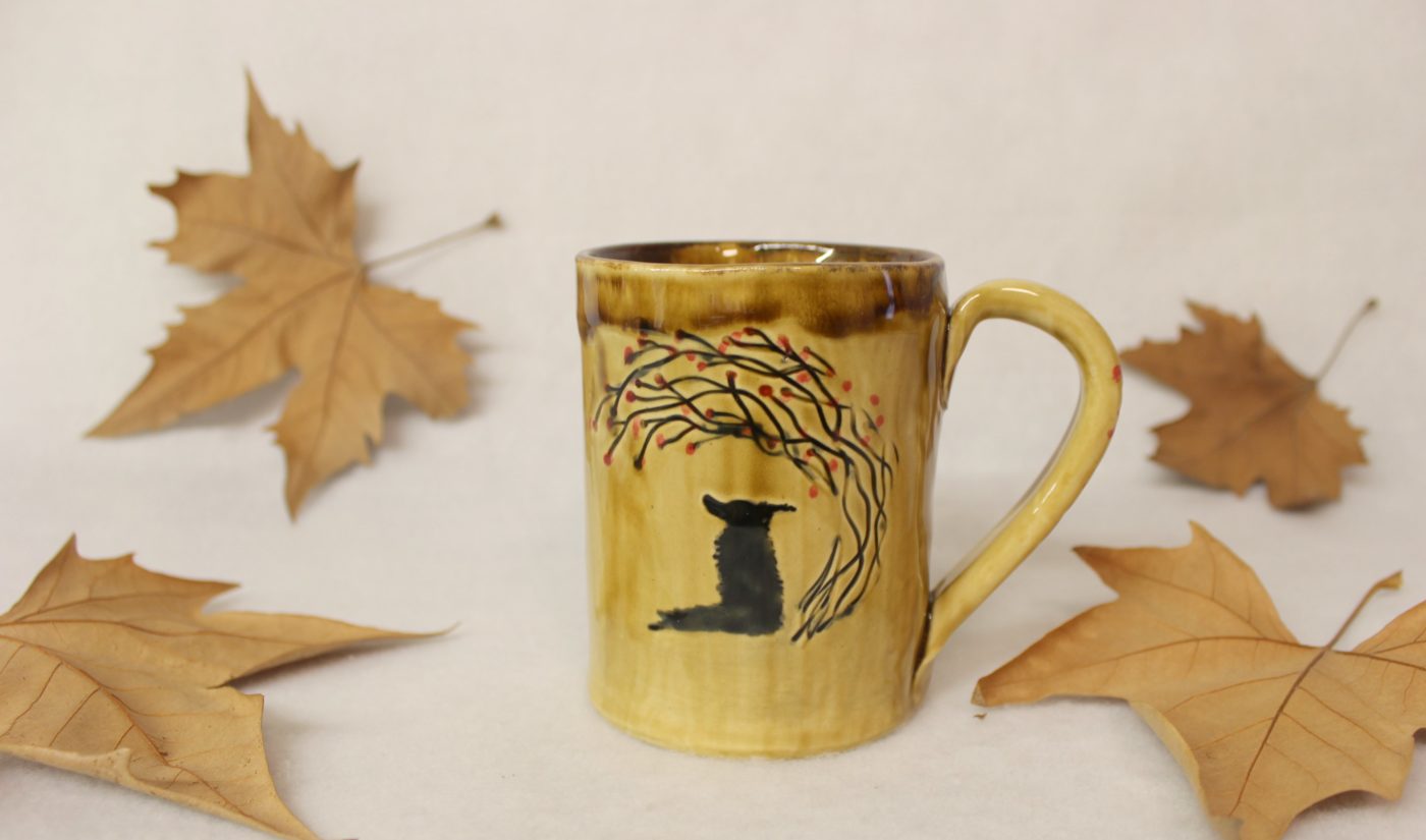 Tiny Wolf Under the Berry Bush Ceramic Mug